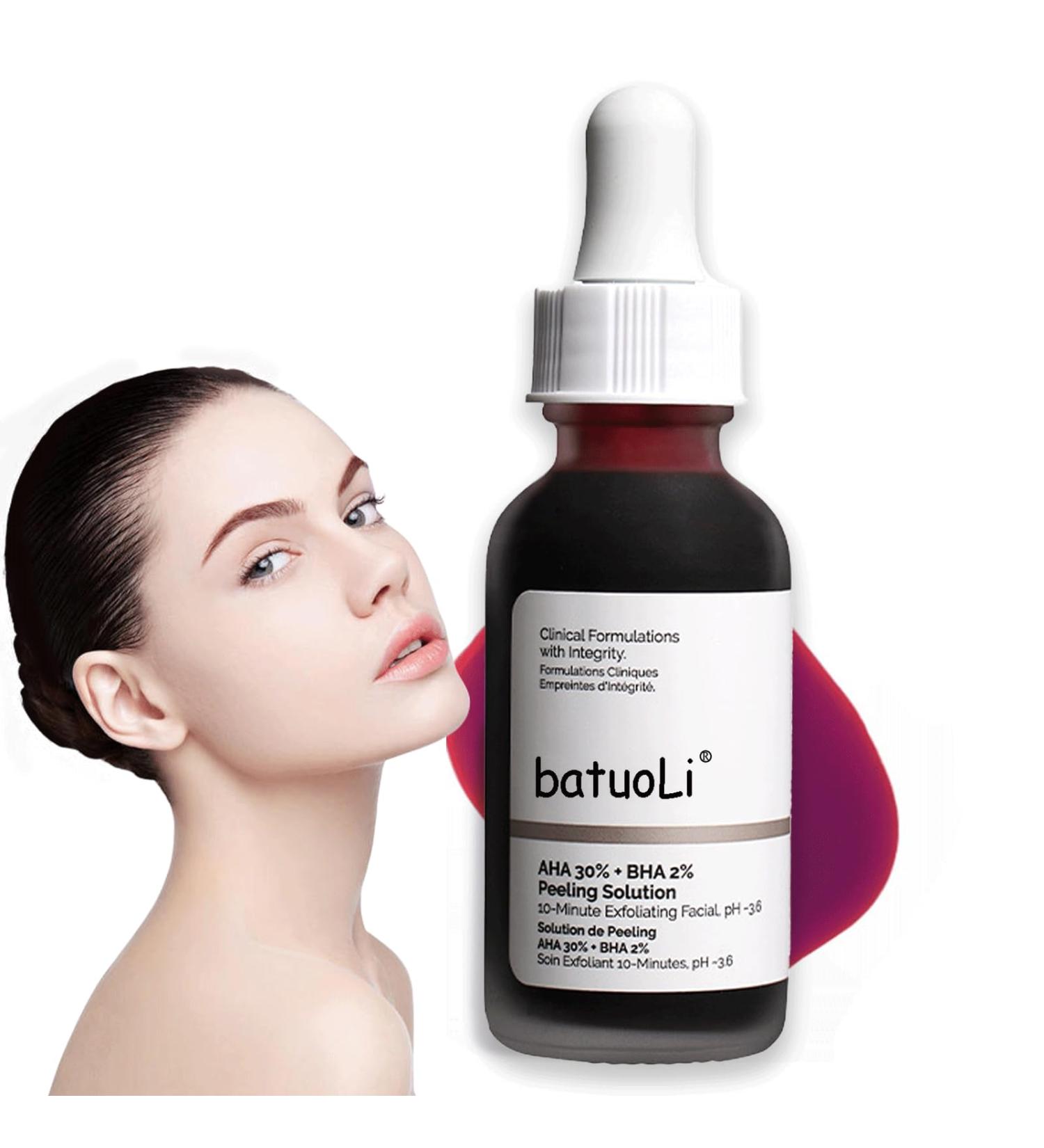 AHA 5% + BH_A 1% Peeling Solution Smooth Skin Exfoliating Facial Serum -Acid Serum For Acne Blackheads & Open Pores Blackhead Remover Reduces Excess Oil & Bumpy Texture 32ml  - Buy Online on SooperMarket.com