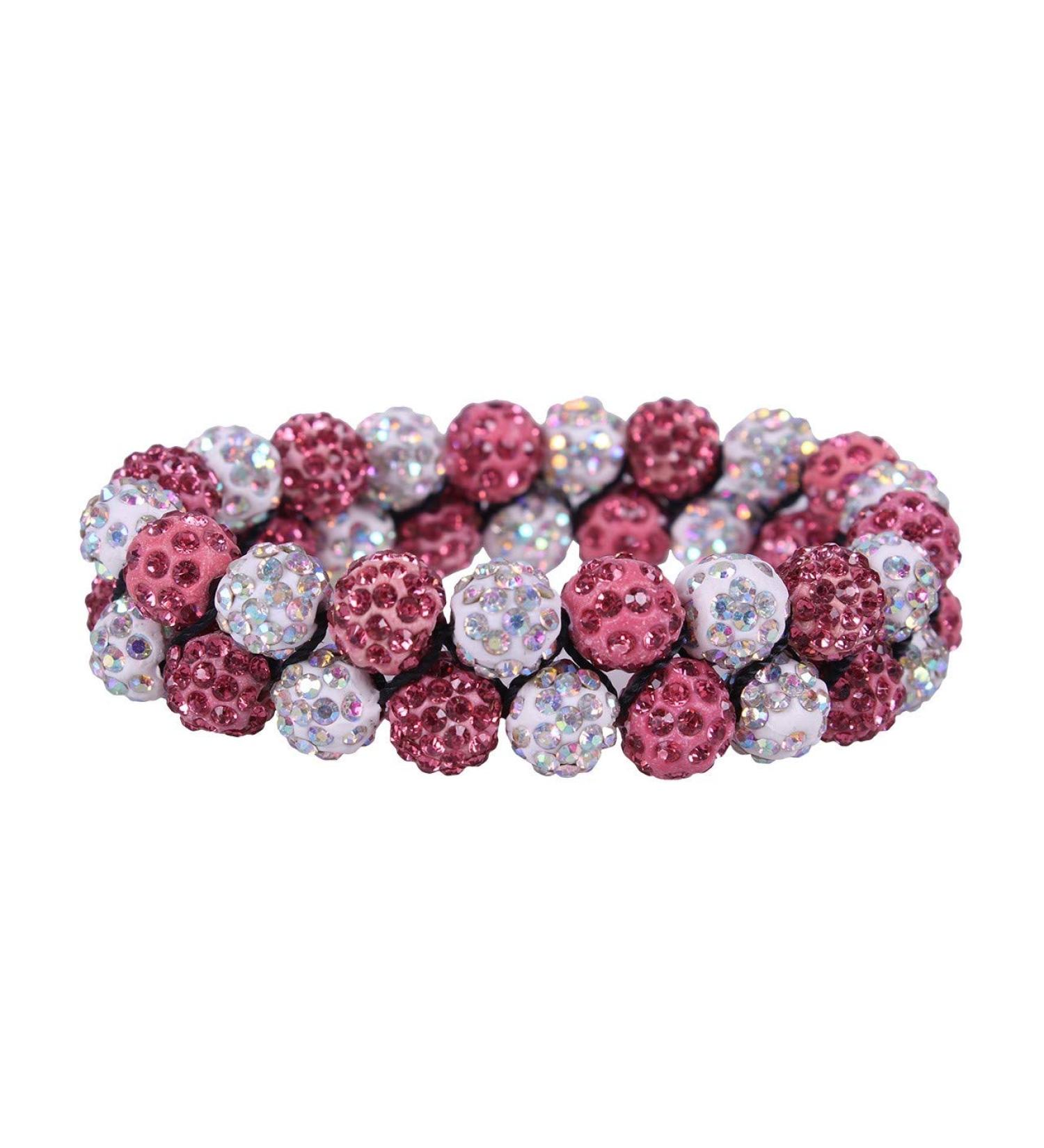 QHP knot band "Gloss" rhinestone hair band hair tie with rhinestone beads (white/pink)
