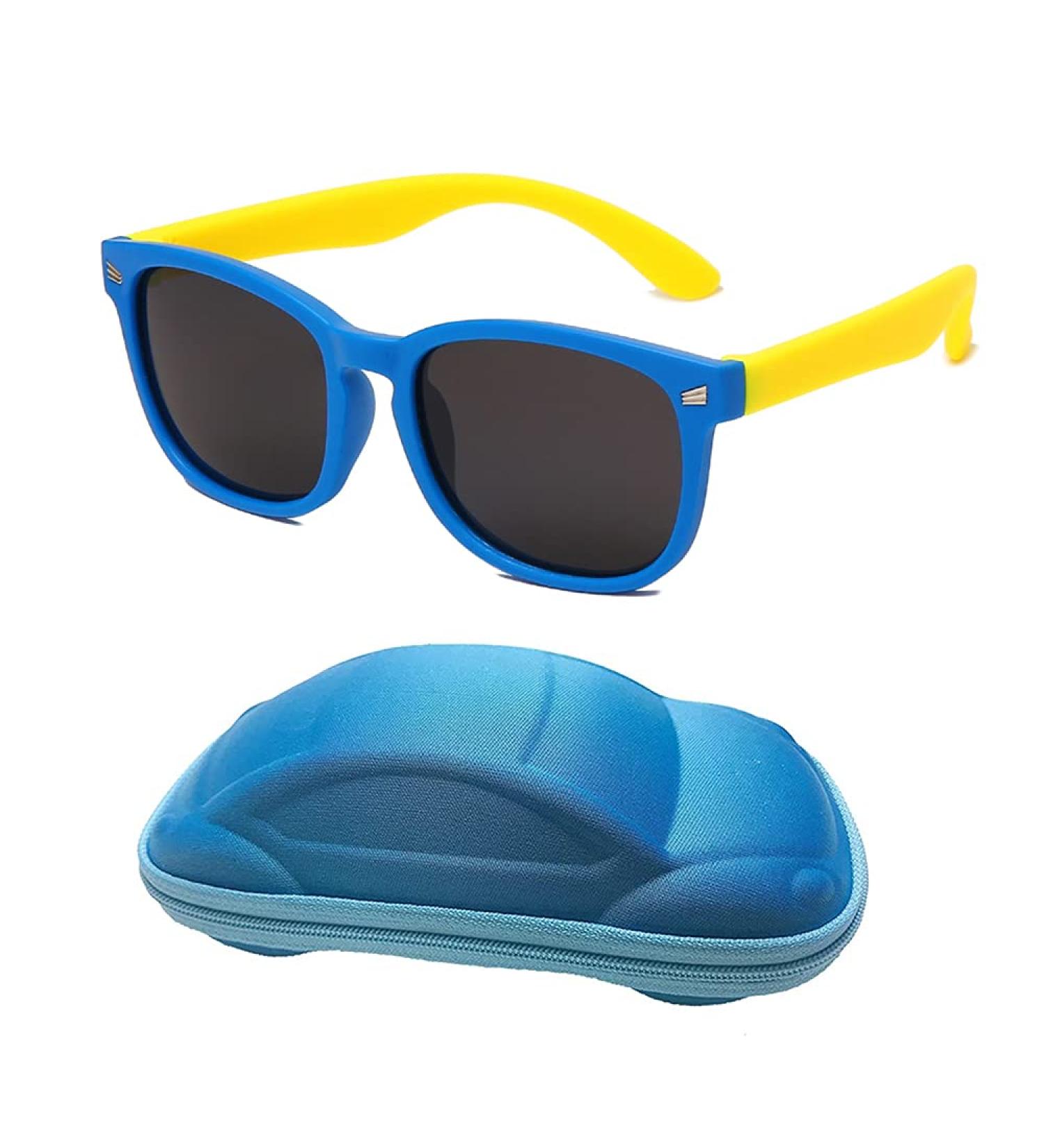 YAMEIZE Cute Anti Blue Light Glasses for Kids | Flexible Rubber Frame for Boys & Girls 3-10 - Blue Yellow Grey - Buy Online on SooperMarket.com
