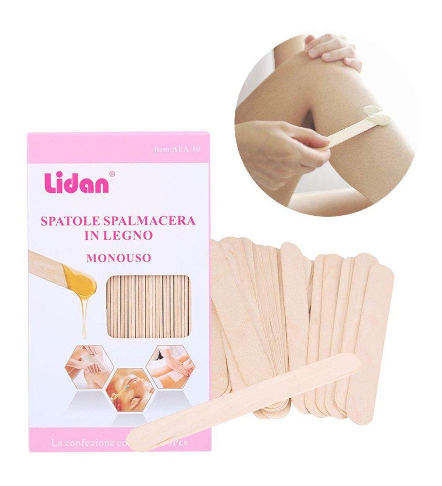 50pcs Wooden Wax Spatula - Disposable Facial Mask & Hair Removal Applicator | Best Quality Tongue Depressor for Spa & Home Use - Buy Online on SooperMarket.com