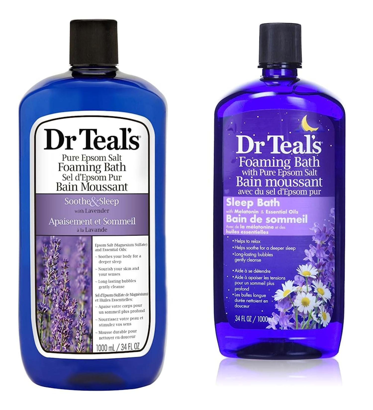 Dr Teal's Lavender Foaming Bath (1000ml) + Dr Teal's Melatonin Sleep Bath (1000ml) - Buy Online on SooperMarket.com