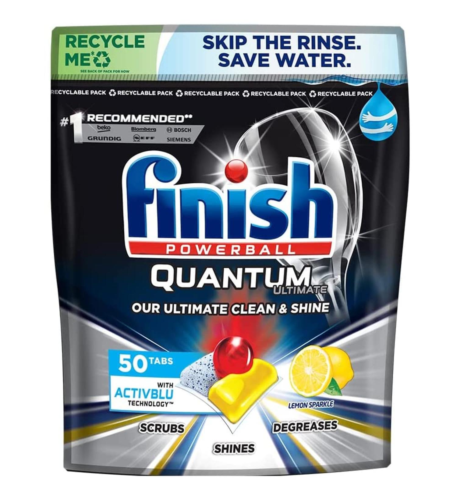 FINISH POWERBALL Quantum Ultimate Dishwasher Tablets Lemon 50'S