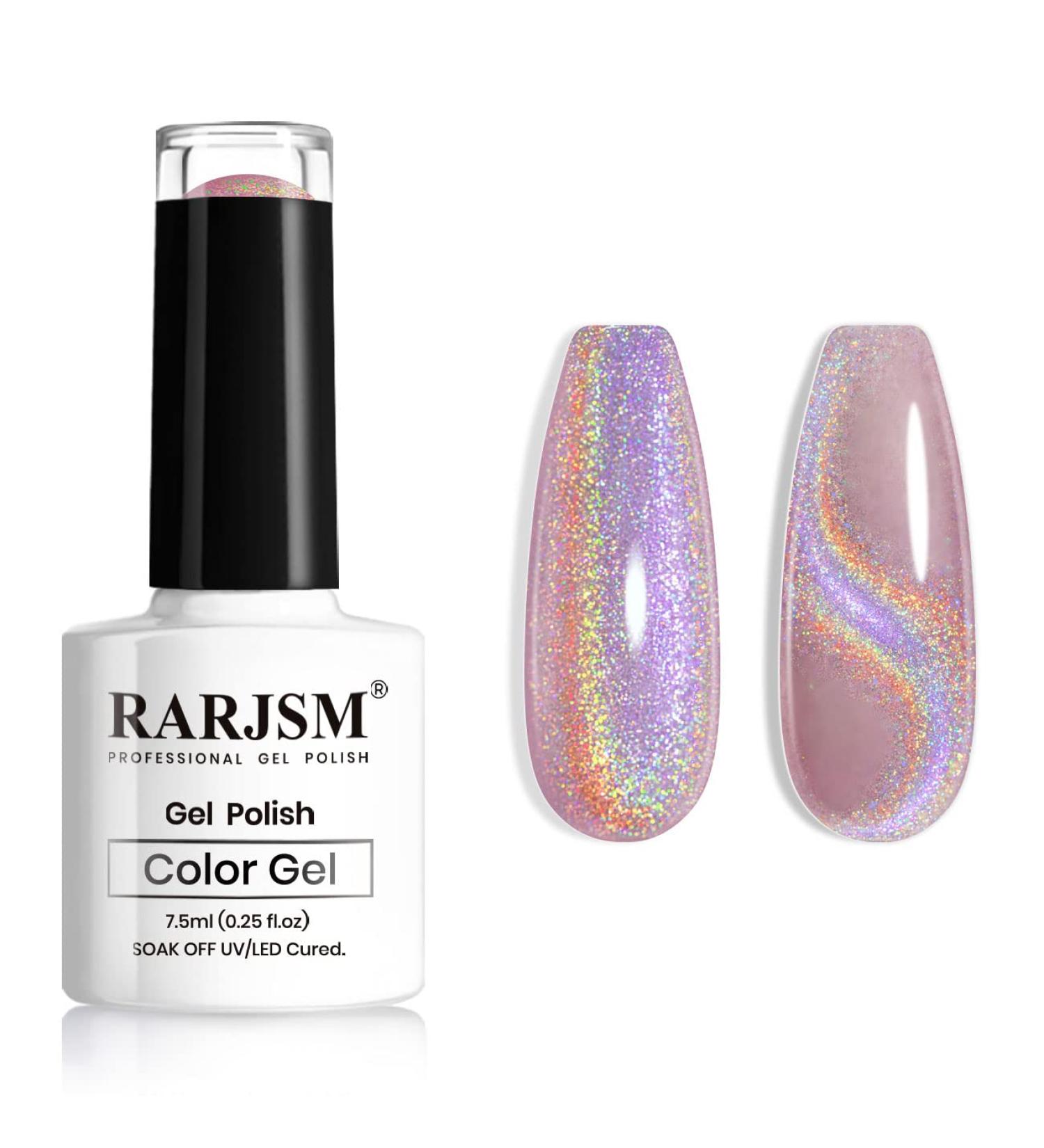 Cat Eye Gel Nail Polish | Galaxy Chameleon Magnetic Pink Holographic Glitter Gel | Soak Off UV LED | DIY Manicure Art for Salon and Home | RARJSM RAR254 - 7.5ML - Buy Online on SooperMarket.com