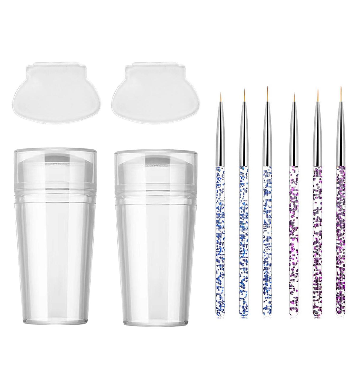 French Manicure Kit - 10Pcs Stamp & Dotting Pen Set for Nail Art Design | Double Sided Stamper & Tools for DIY Home Salon - Buy Online on SooperMarket.com