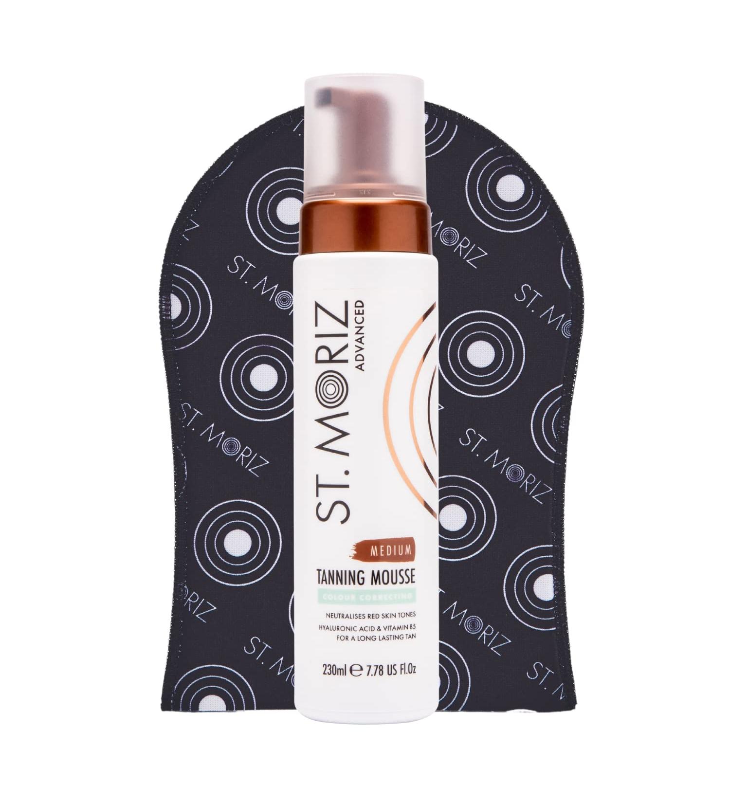 Shop St Moriz Advanced Ultra Dark Self Tanner Mousse & Mitt Bundle - Tanning Foam with Hyaluronic Acid & Vitamin B5 for Face & Body - International Shipping Available - Buy Online on SooperMarket.com