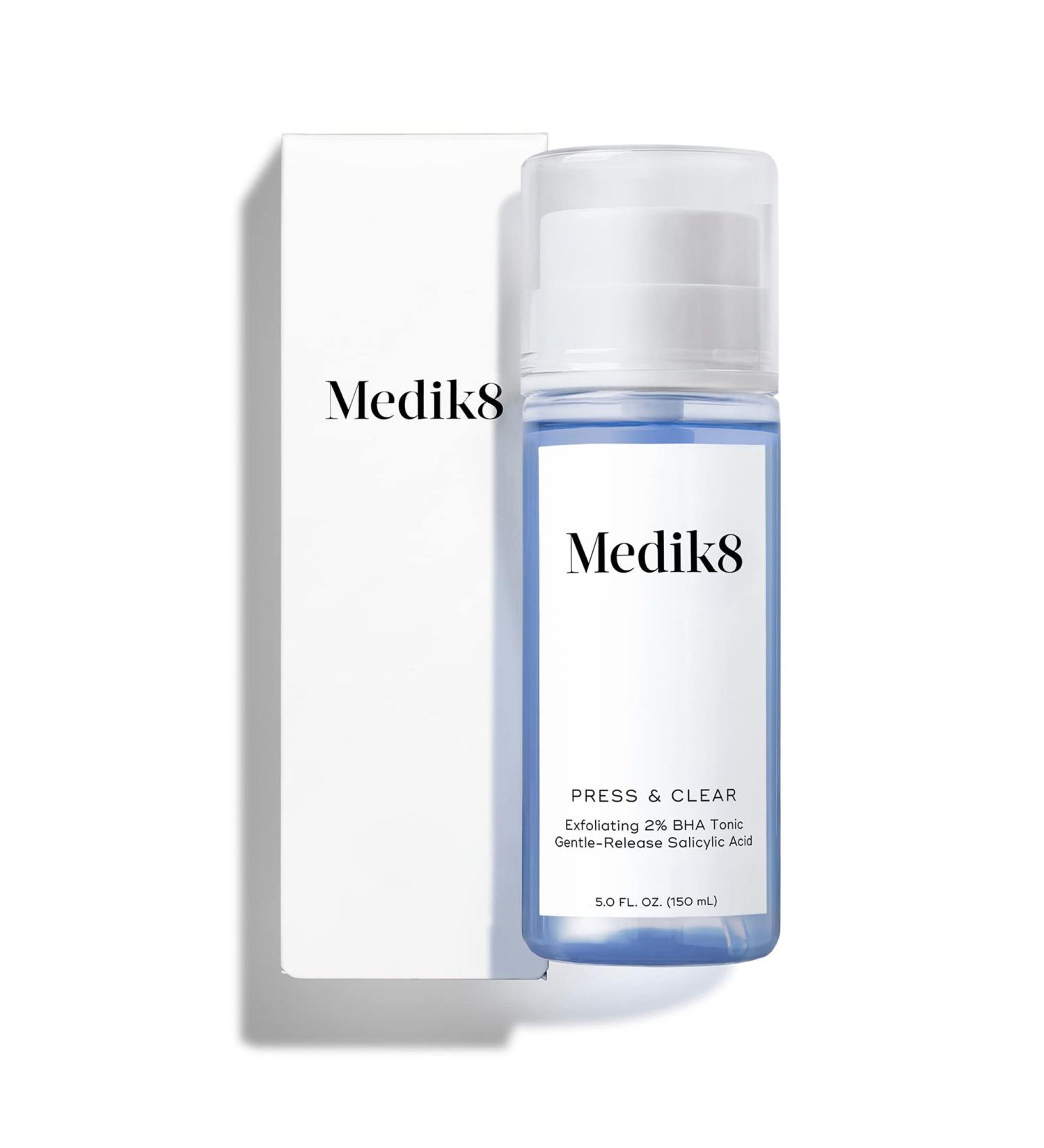 Medik8 Press and Clear Brightening Exfoliating BHA Toner - 5 oz | Gentle-Release Salicylic Acid for Blemishes | Supports Skin's Moisture Barrier - Buy Online on SooperMarket.com