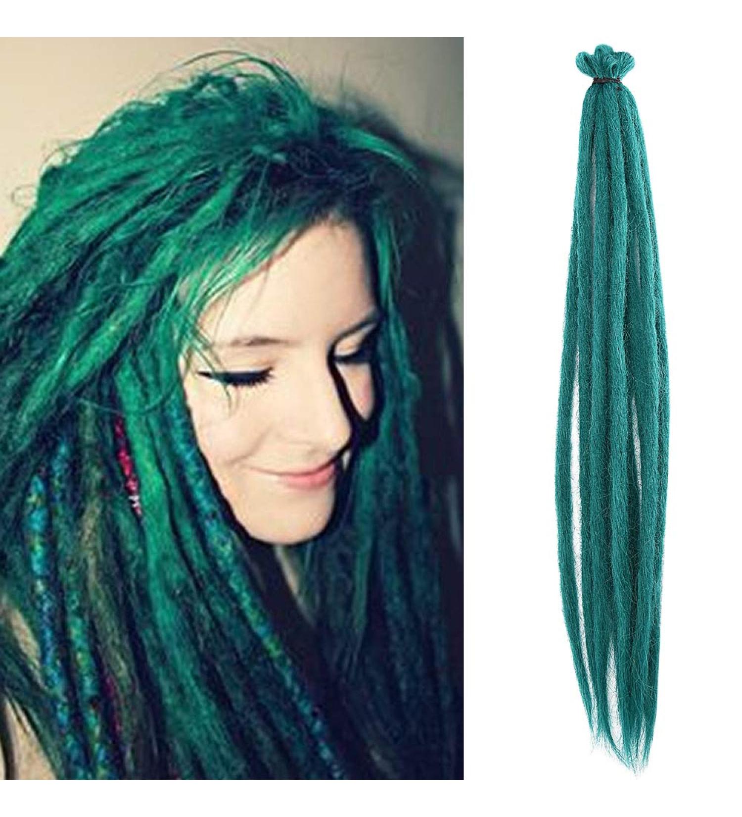 10PCS Turquoise Dreadlock Extensions - Synthetic Crocheted Faux Locs for Men & Women | Jamaica Punk Hip-Hop Hair Accessories - Buy Online on SooperMarket.com