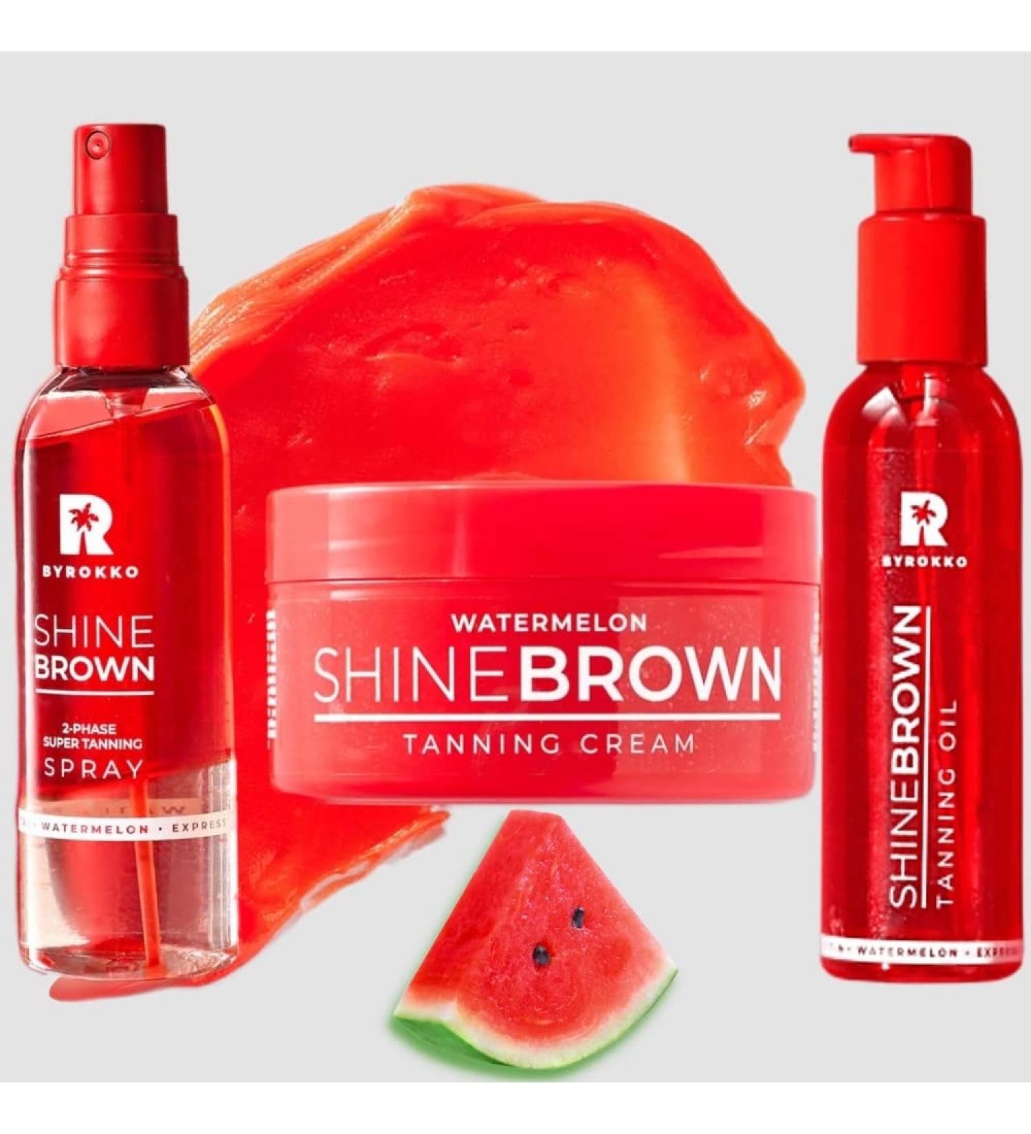 BYROKKO Original Shine Brown Watermelon Tanning Set 3IN1 Super-Fast Tanning Cream Premium Oil & Two-Phase Spray for Sunbed & Outdoor Sun International Shipping Available - Buy Online on SooperMarket.com