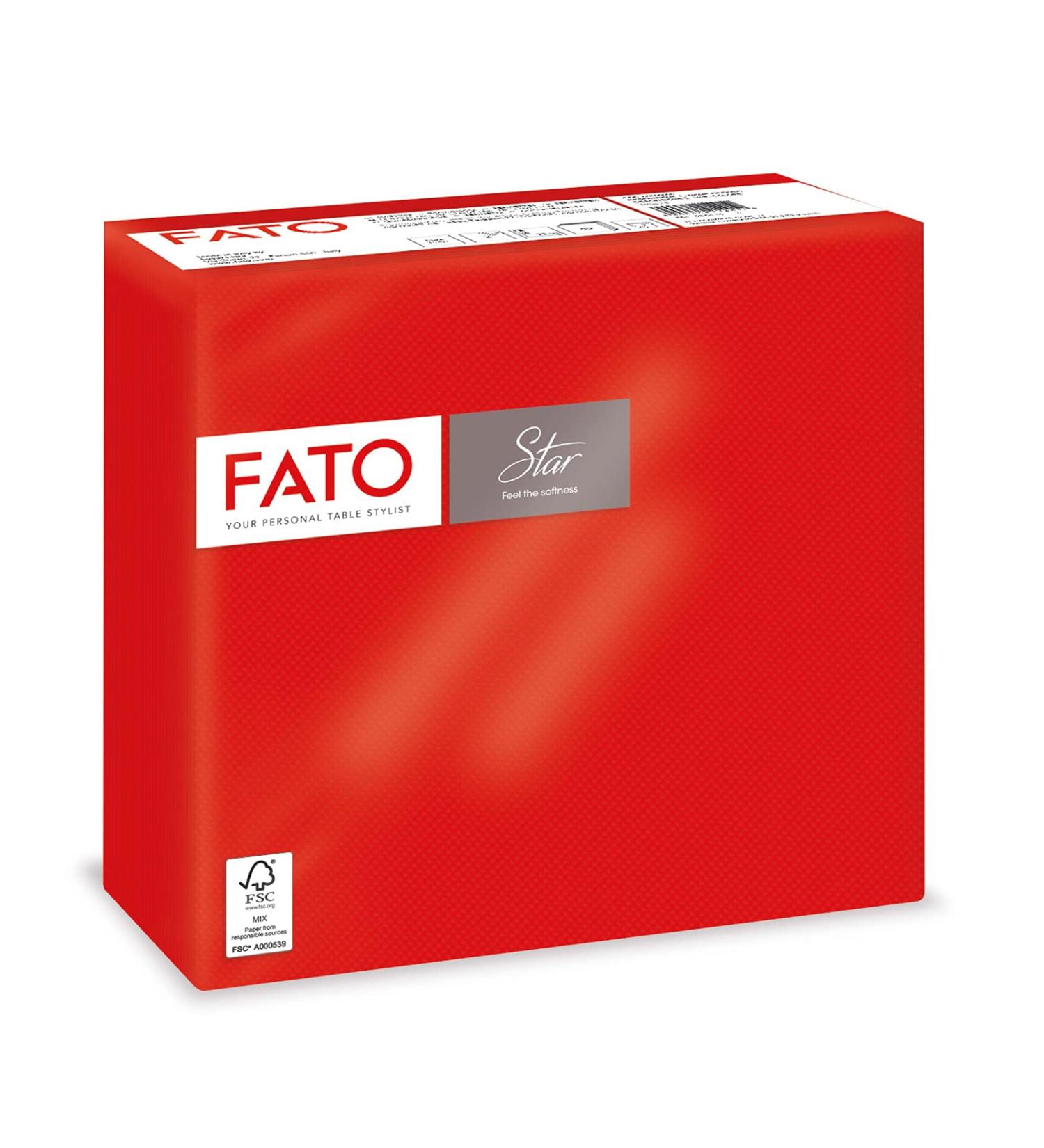 FATO Disposable Paper Napkins - Soft & Fluffy 40 Pack 38x38cm 4-Folded 2-Layer Red 100% Cellulose FSC Certified - Ideal for Parties & Events - Buy Online on SooperMarket.com