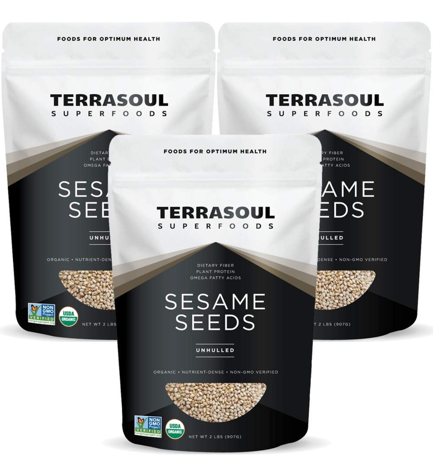 Terrasoul Superfoods Organic Unhulled Sesame Seeds 6 Lbs (3 Pack) - Gluten Free, Raw, Keto Friendly - Buy Online on SooperMarket.com