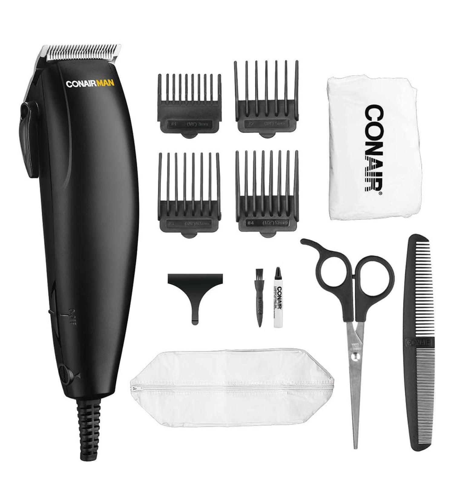 ConairMAN Dual Voltage Hair Clippers for Men - 12-Piece Travel Set Great for International Use - Buy Online on SooperMarket.com
