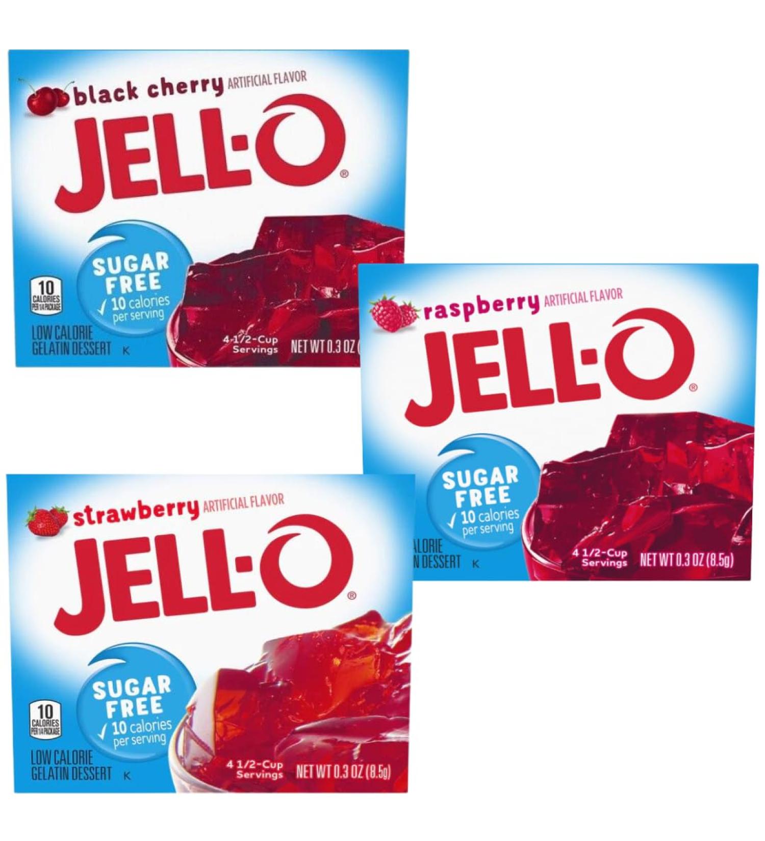 Jelly Sugar Free Bundle With JellO Sugar Free Black Cherry JellO Sugar Free Raspberry and JellO Sugar Free Strawberry (3 Pack) - Buy Online on SooperMarket.com
