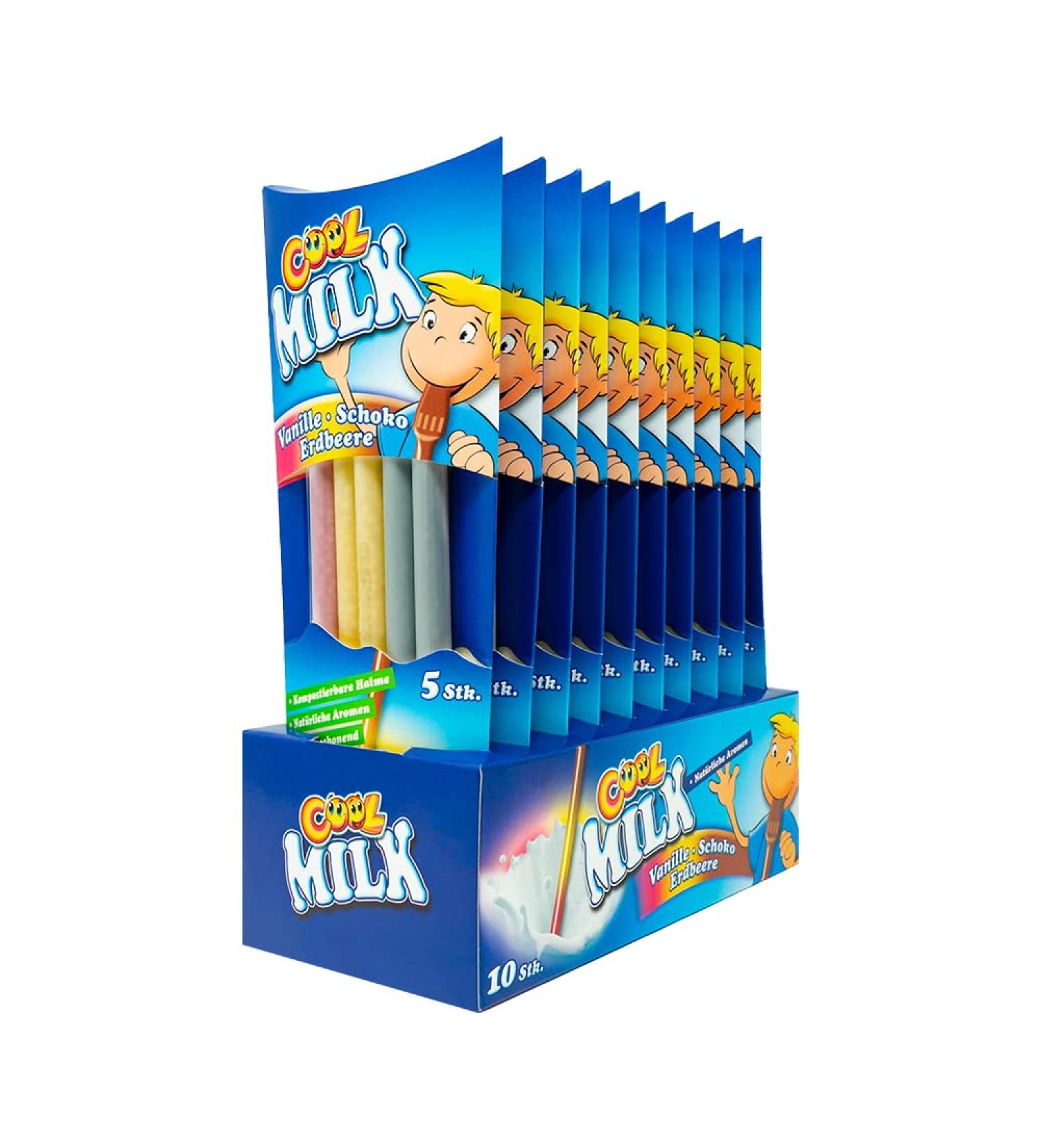 Buy Cool Milk ko Drinking Straws - 10 Packs | Chocolate Vanilla & Strawberry Flavors | Compostable & Eco-Friendly - Buy Online on SooperMarket.com