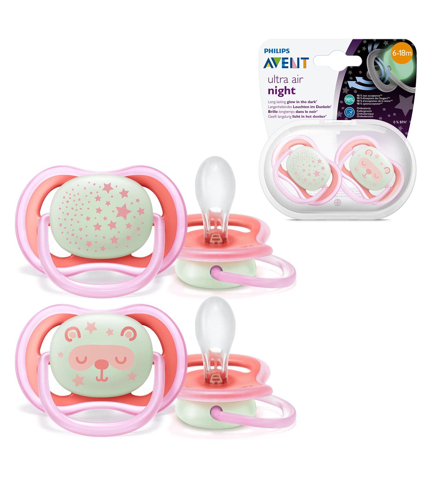 Philips Avent Ultra Air Nighttime Pacifier - BPA-Free Breathable Shining & Includes Sterilization Box - For Babies 6-18 Months - Buy Online on SooperMarket.com