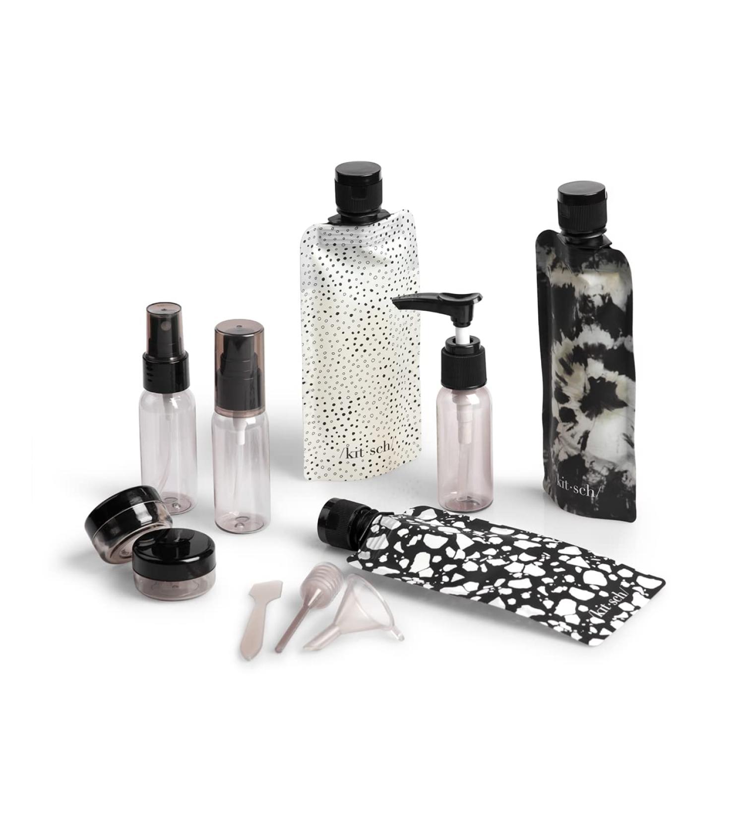 Kitsch Ultimate Travel Set - Set of 11 TSA Approved Leakproof Containers in Black | Ivory - Buy Online on SooperMarket.com