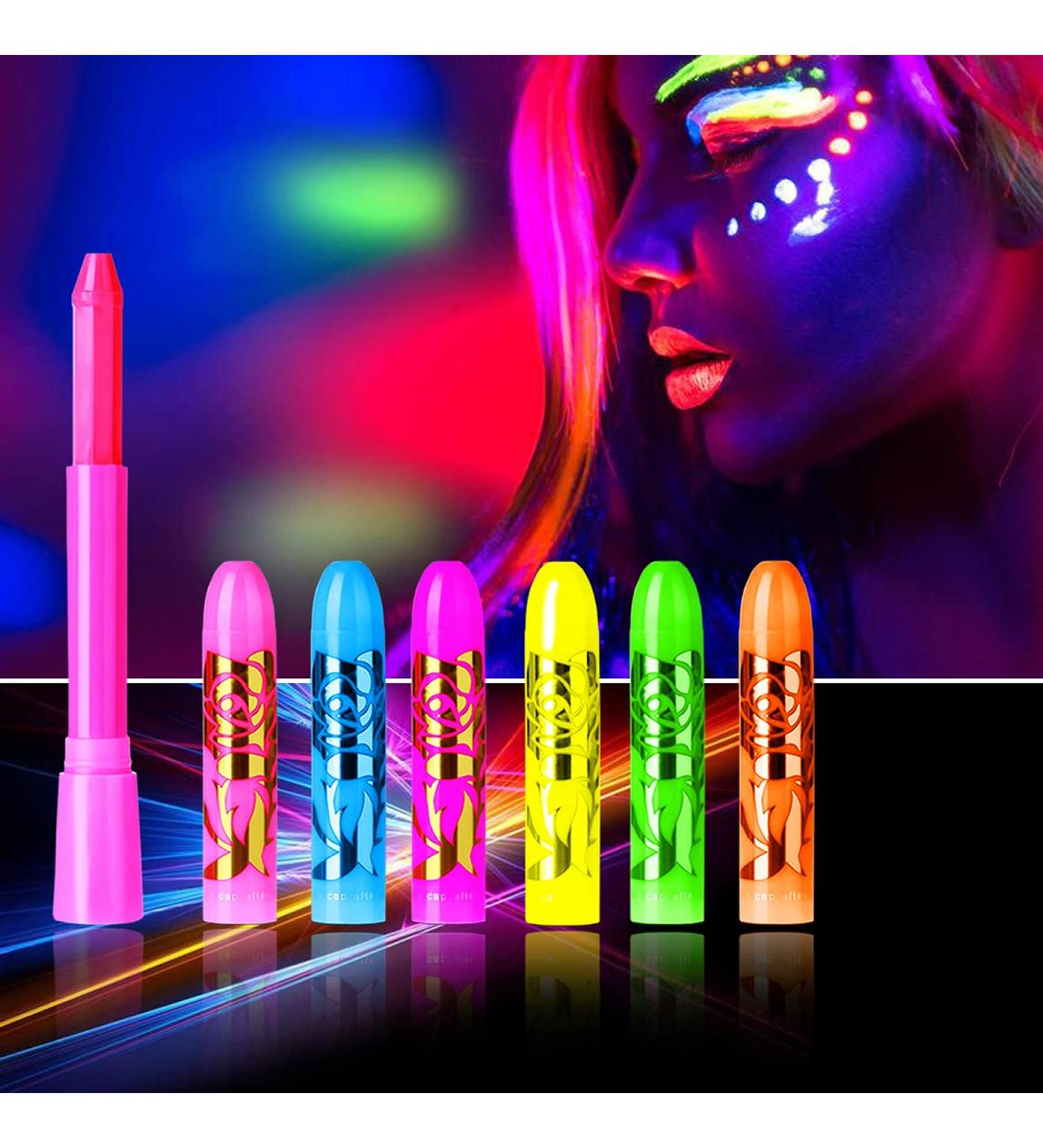Glow in The Dark UV Face Paint Crayons Kit for Mardi Gras and Halloween - Buy Online on SooperMarket.com
