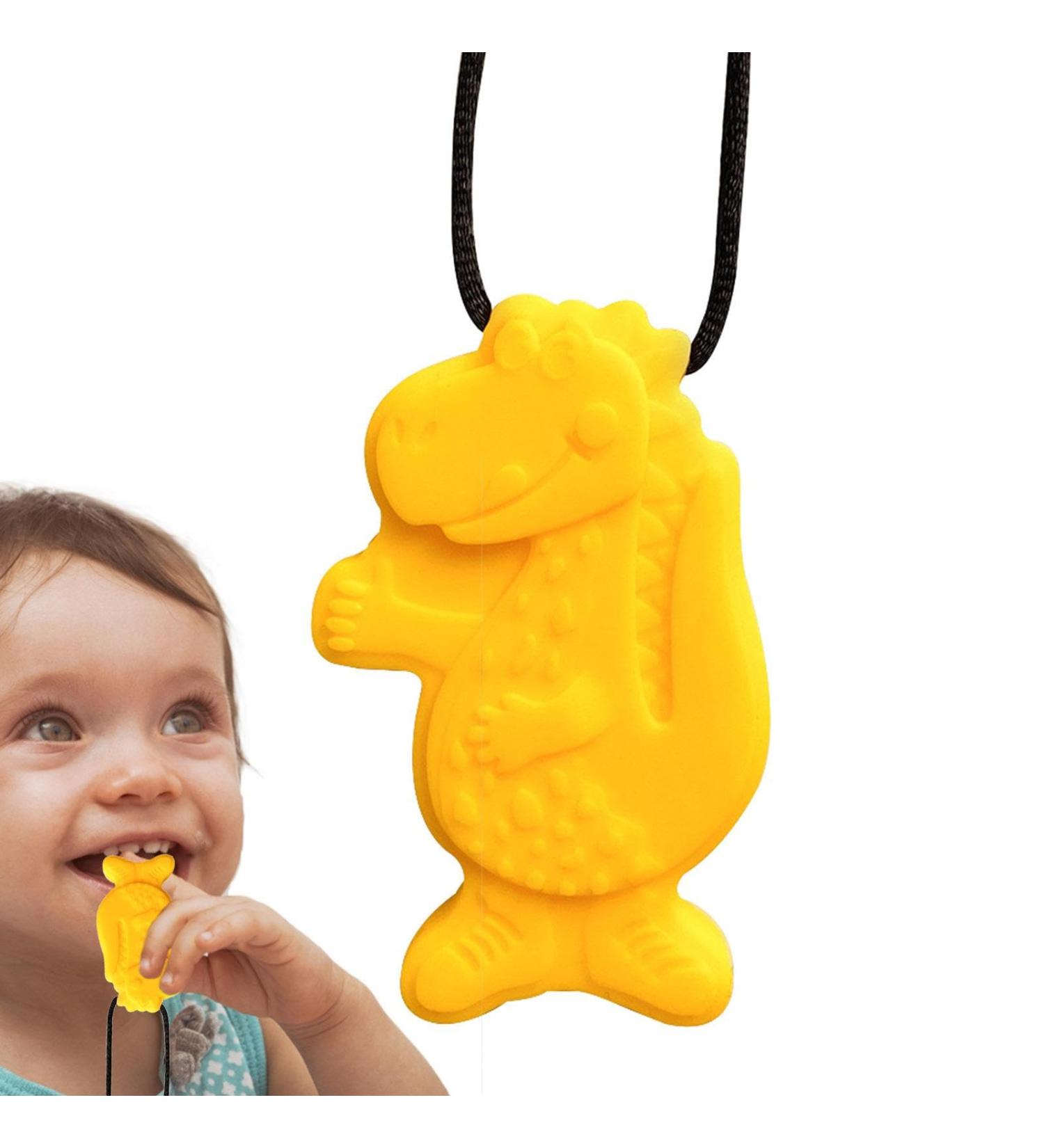 Wandable Necklace - Creative Silicone Dinosaur Bite Chain | Sensory Oral Chewing Toy for Kids - Youding Yellow - Buy Online on SooperMarket.com