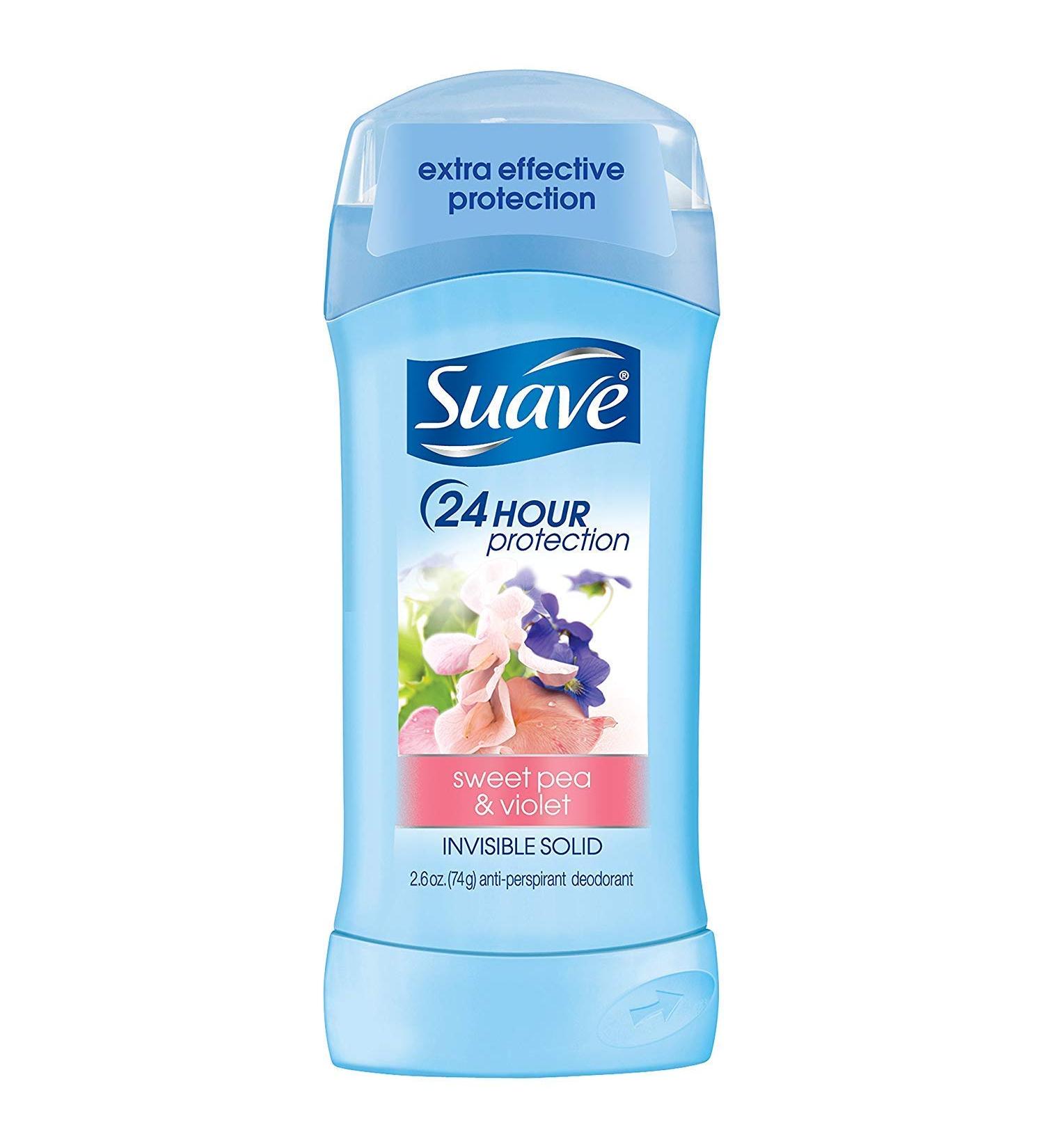 Suave Deodorant 2.6 Ounce 24Hr Sweet Pea & Violet Invis. Solid (76ml) (6 Pack)