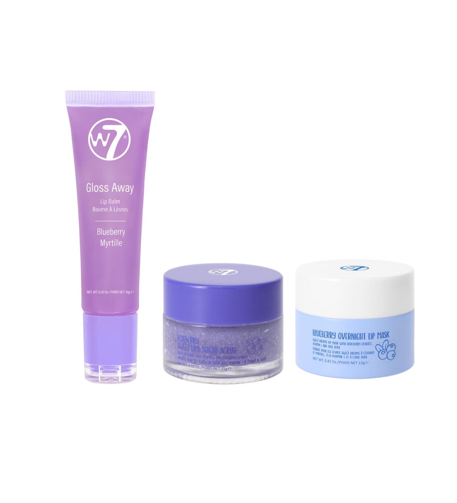 W7 Sweet Dreams Lip Care Trio - 3 Piece Set - Overnight Lip Mask Lip Balm & Lip Scrub - Blueberry 1 count (Pack of 3) Blueberry - Buy Online on SooperMarket.com