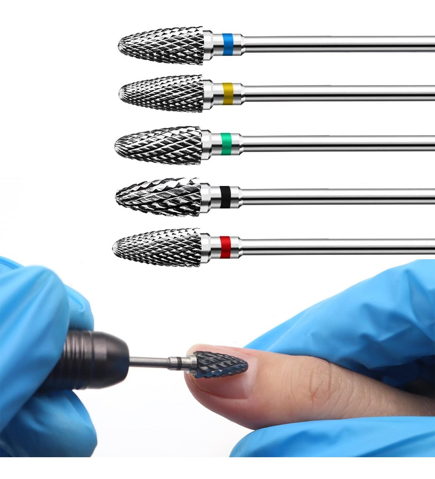 5pcs Tungsten Nail Drill Bits Set for Acrylic Nails - Professional Cuticle Polishing Bits for Manicure Pedicure - Electric Nail Files for Salon & Home Use - Buy Online on SooperMarket.com