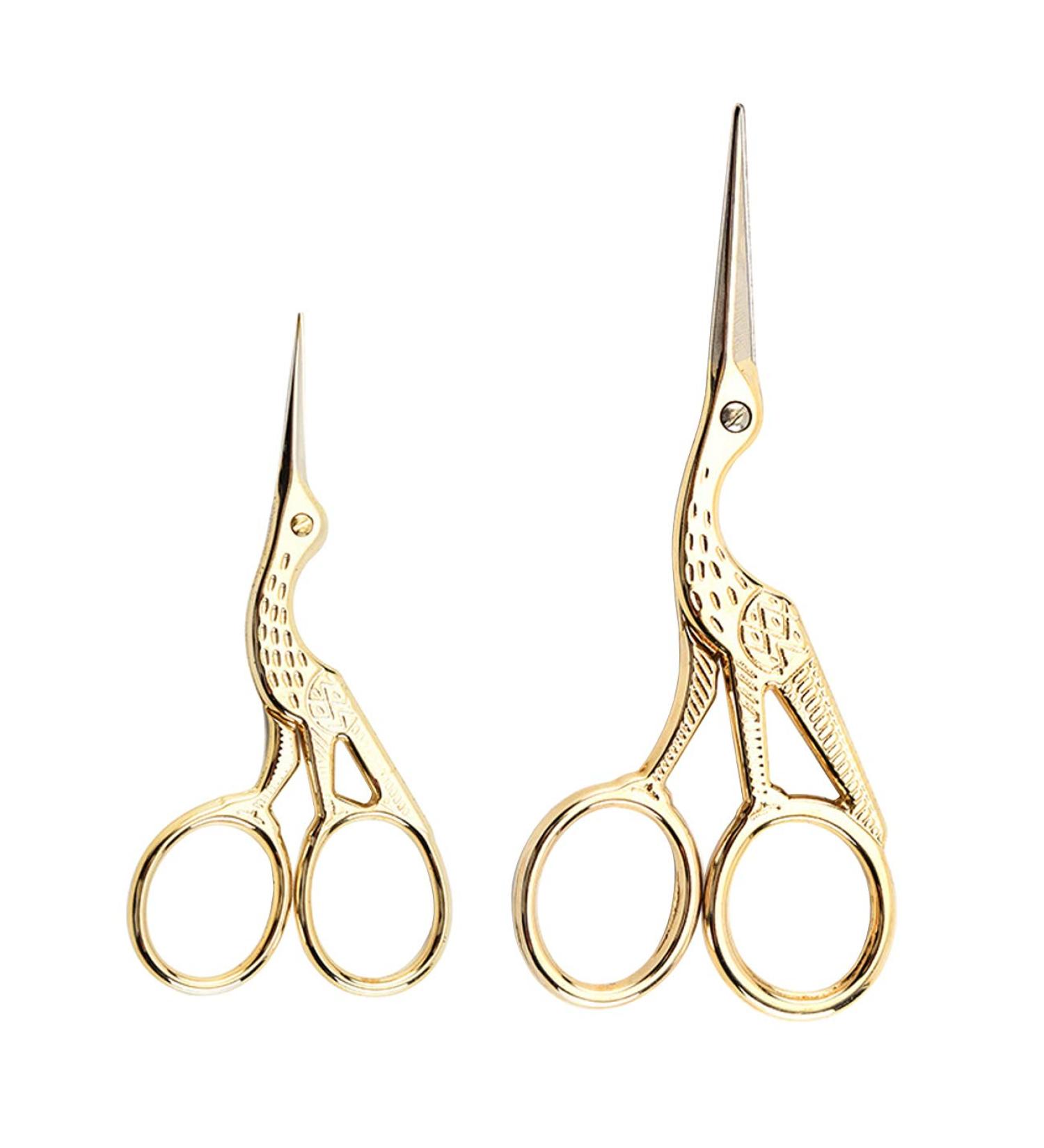 Acronde 2PCS Vintage Stork Shape Sewing Scissors - Stainless Steel Tailor Scissors for Embroidery, Craft, and Everyday Use (Gold) - Buy Online on SooperMarket.com