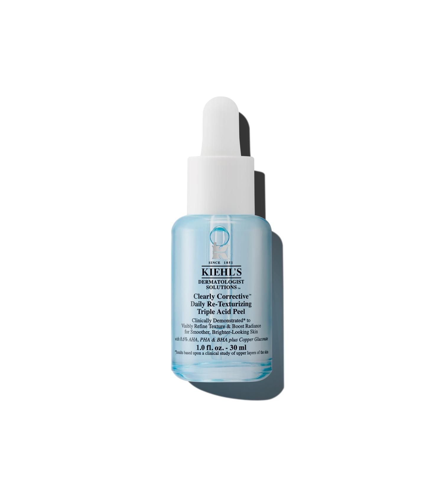 Kiehl's Clearly Corrective Daily Re-Texturizing Triple Acid Peel Serum - Exfoliating Facial Peel with Salicylic Glycolic & Lactic Acid for Smooth Skin - 1 fl oz - International Shipping Available - Buy Online on SooperMarket.com