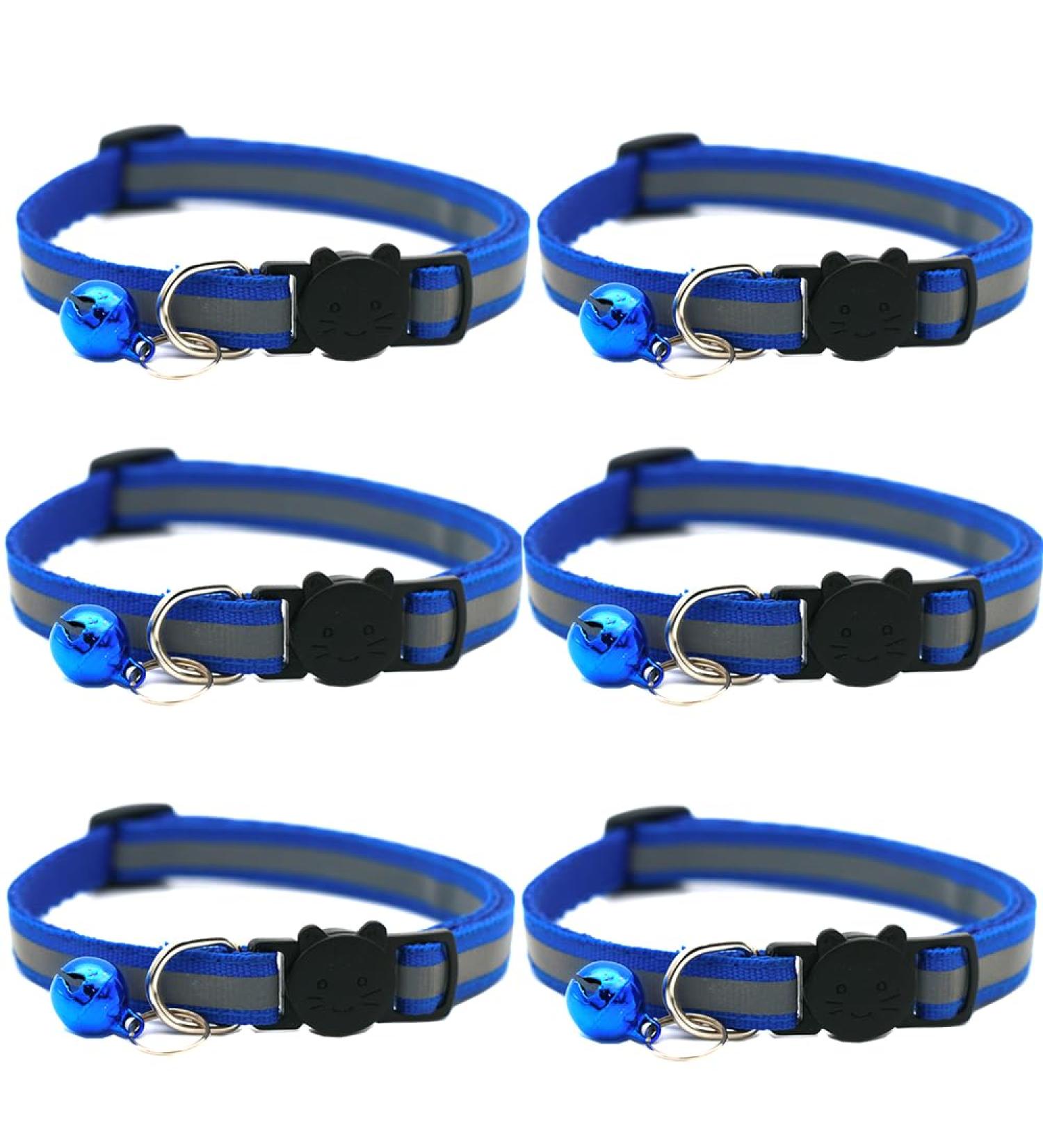 Hepplly 6-Pack Cat Collars - Quick Release Reflective Kitten Collars with Bell in Dark Blue | International Shipping Available - Buy Online on SooperMarket.com
