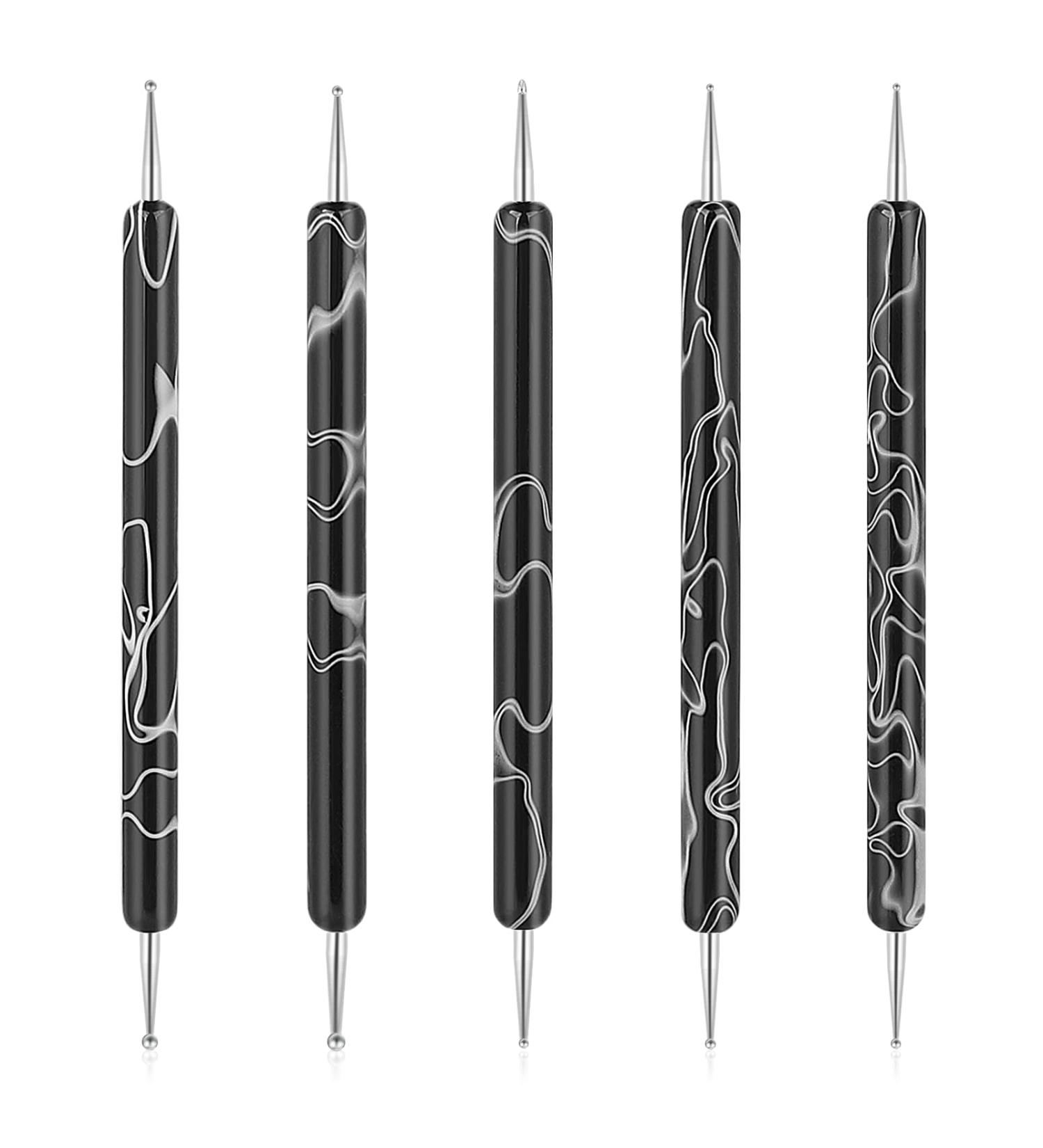 5PCS Dotting Tools Set Professional Ball End Nail Art Tools Polish Carving Tool Dotting Painting Pen 2 Way Nail Dotting Pen Marbleizing Tool Set for Nail Art Designs Black - Buy Online on SooperMarket.com