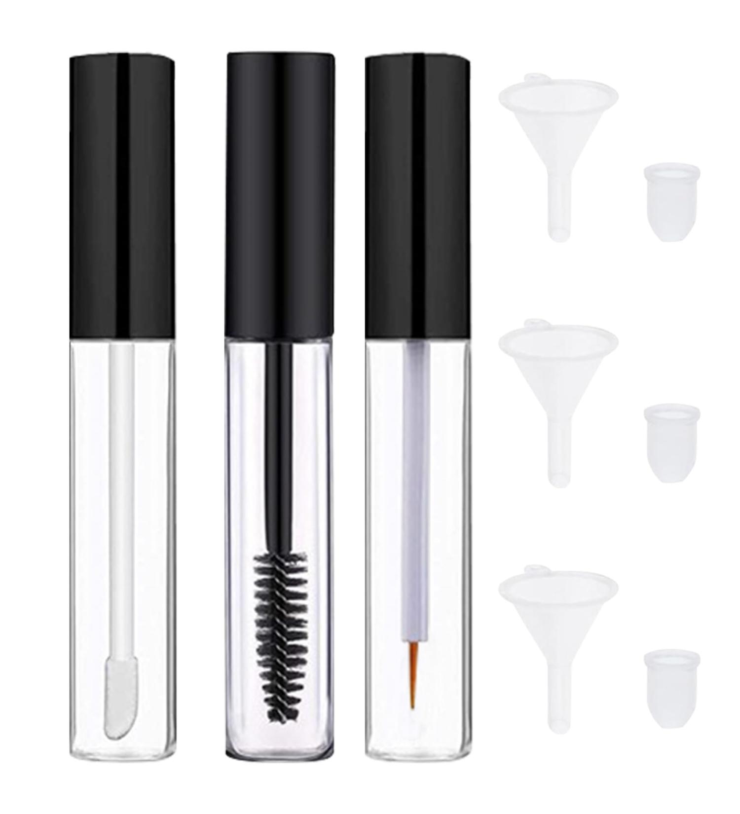 Empty Mascara Tube and Wand Mascara Containers Empty 3PCS 10ml Empty Lip Gloss Tubes Transparent Empty Eyeliner Tube with Rubber Inserts and Funnels for DIY Castor Oil - Buy Online on SooperMarket.com