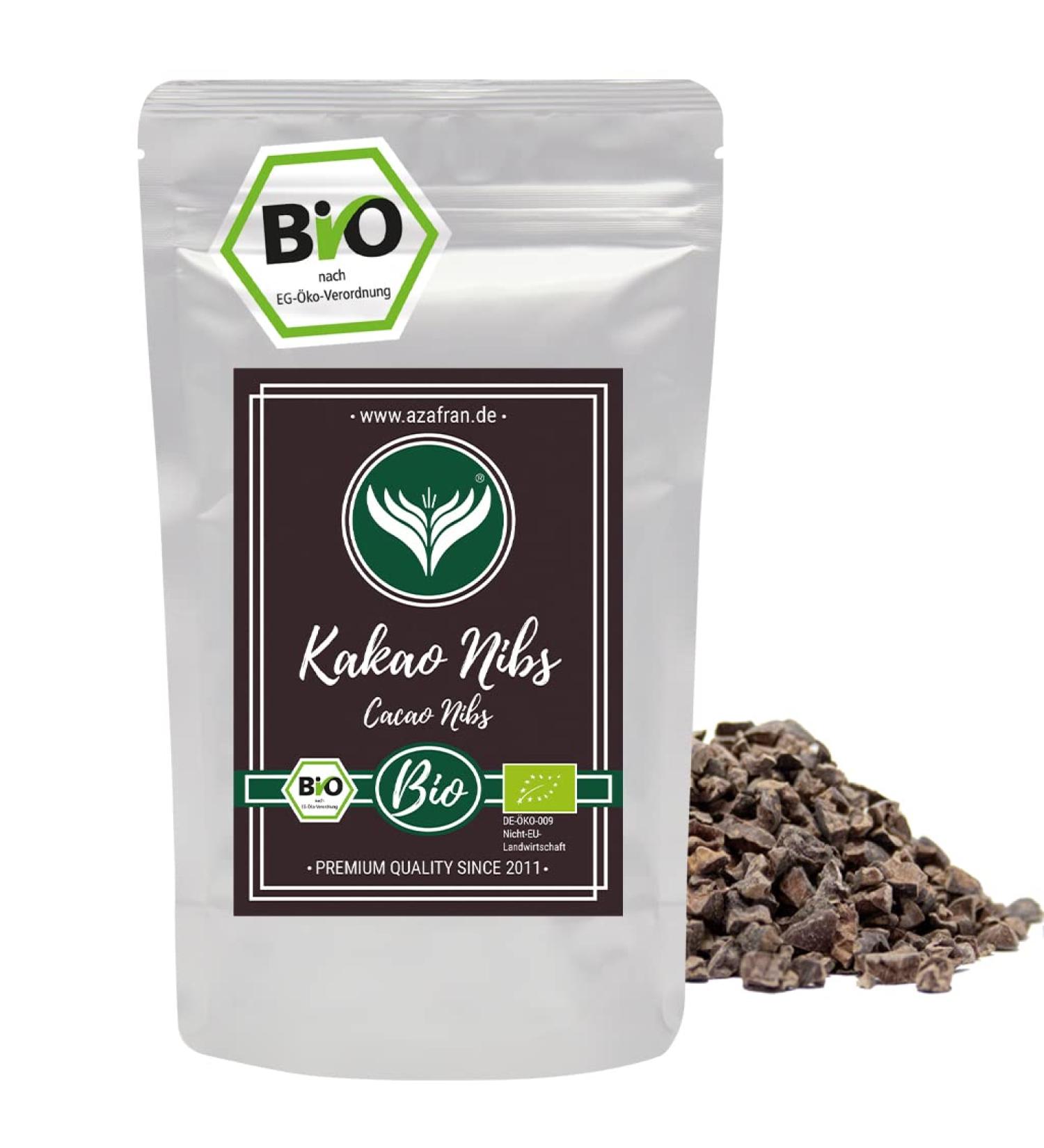 Organic Raw Cacao Nibs | Azafran 250g | Premium Cocoa Beans Nibs for Baking & Snacking - Buy Online on SooperMarket.com
