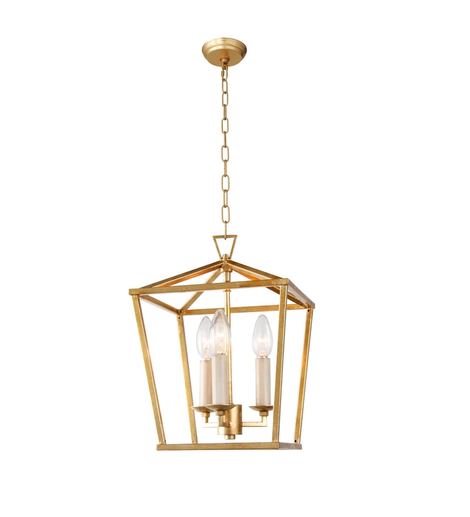 AA Warehousing 3-Light Lantern Chandelier in Gold Finish Model Number: LZ01-3GF