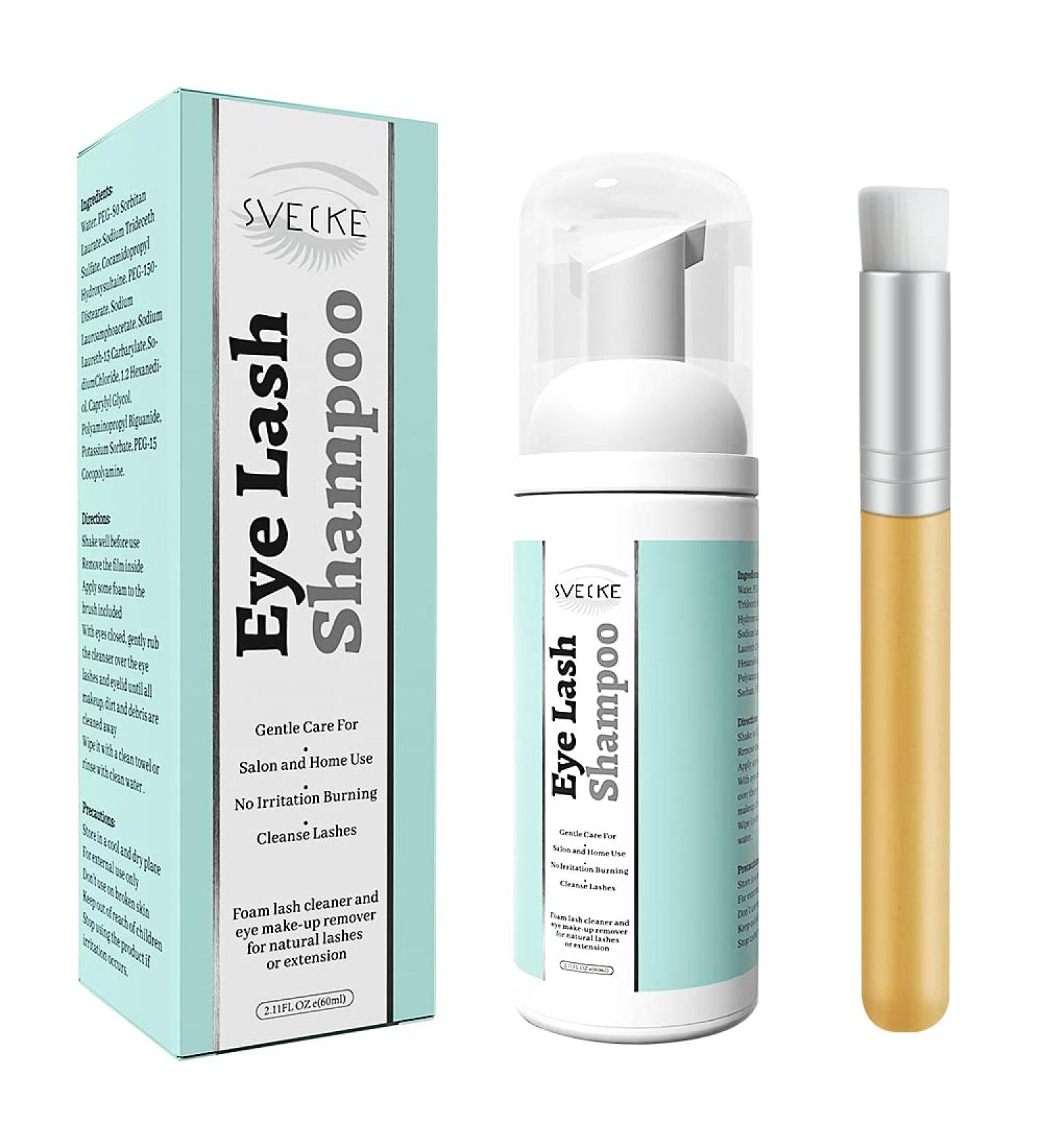 Eyelash Extension Shampoo & Brush - Paraben & Sulfate Free, 2.11 fl oz - Safe for Natural Lashes, Non-Irritating - Ideal for Salon and Home Use - Buy Online on SooperMarket.com