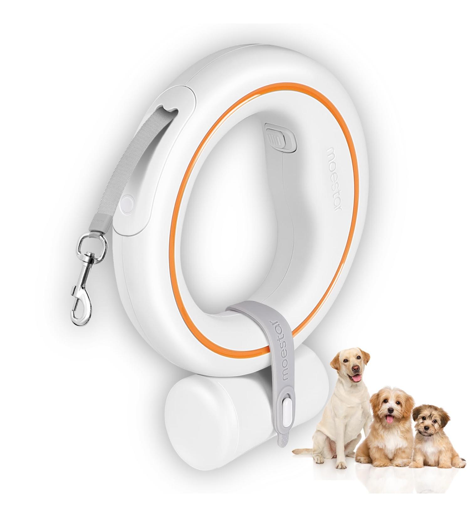Moestar 360 Tangle-Free Dog Leash with Waste Bag Holder - 3m/10ft for Medium & Small Dogs (Orange) - International Shipping Available - Buy Online on SooperMarket.com