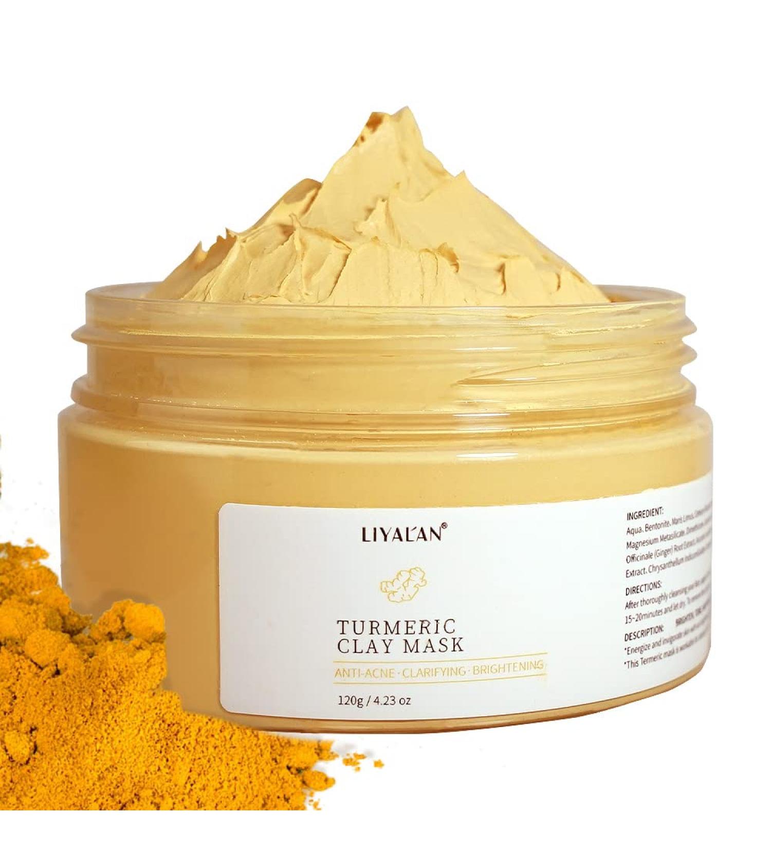 Liyalan Turmeric Clay Mask for Blackheads and Pores - Gleamin Vitamin C Facial Mask for Acne and Dark Spots - Buy Online on SooperMarket.com