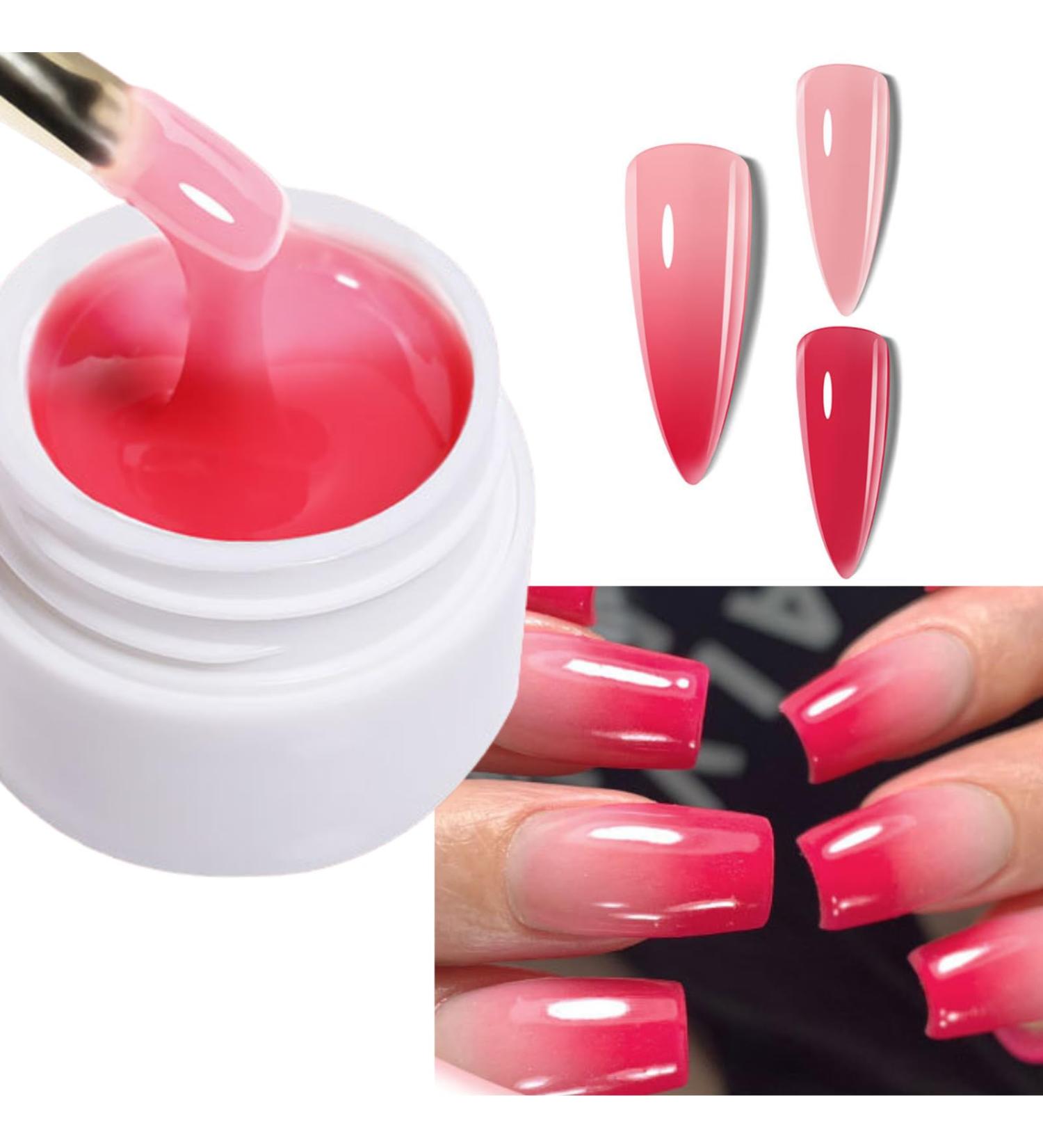 Builder Gel for Nails Red Thermal Extension Nail Gel UV/LED Nail Base Solid Building Gel for Nail Extension & Modeling Strengthening Nail Art Decoration - Buy Online on SooperMarket.com