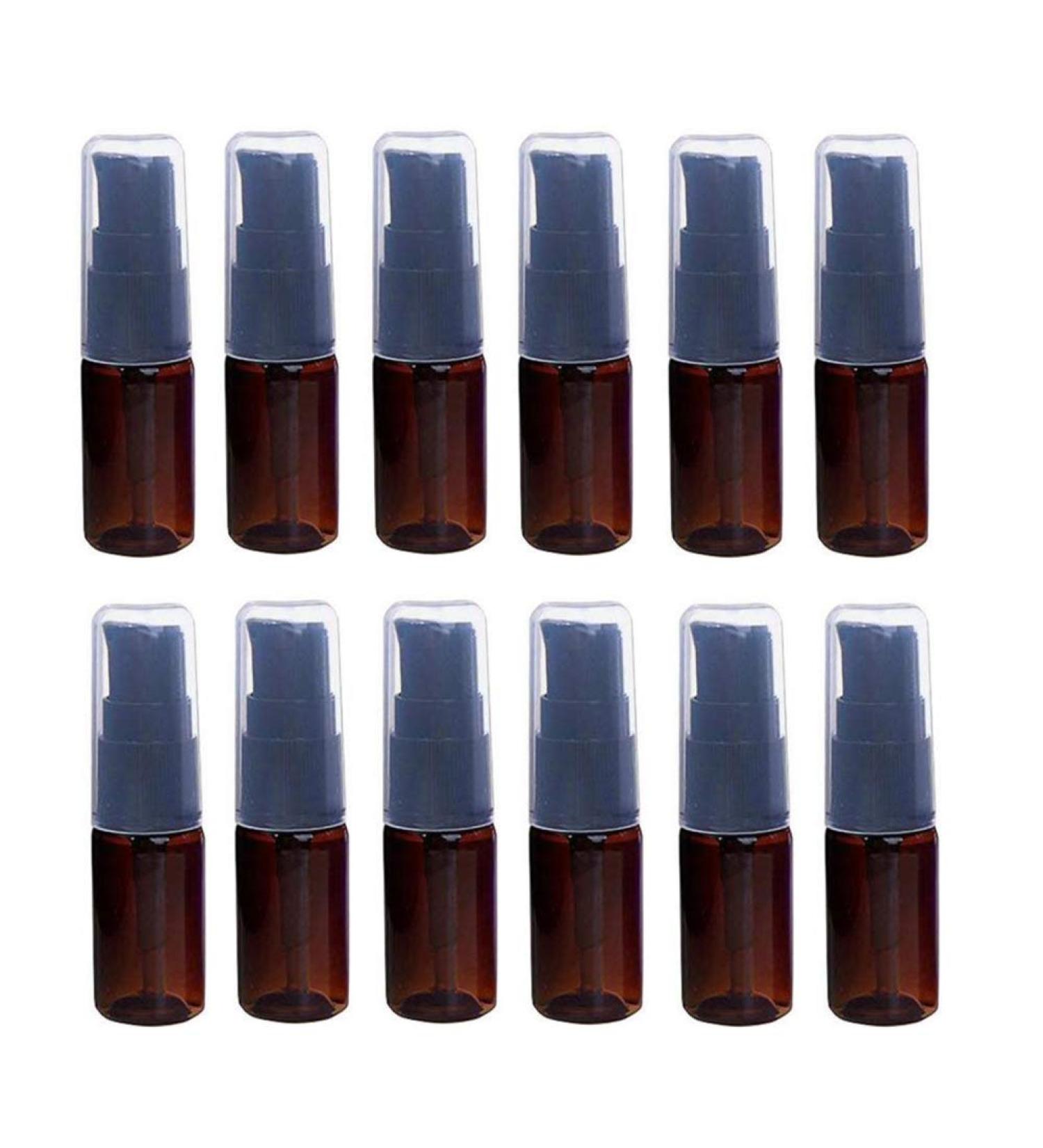 12Pcs 10ml/0.34oz Brown Lotion Pump Bottle with Black Press Pump Head Empty Refillable Makeup Cosmetic Toiletries Liquid Container Dispenser for Emulsion Body Wash Shampoo - Buy Online on SooperMarket.com