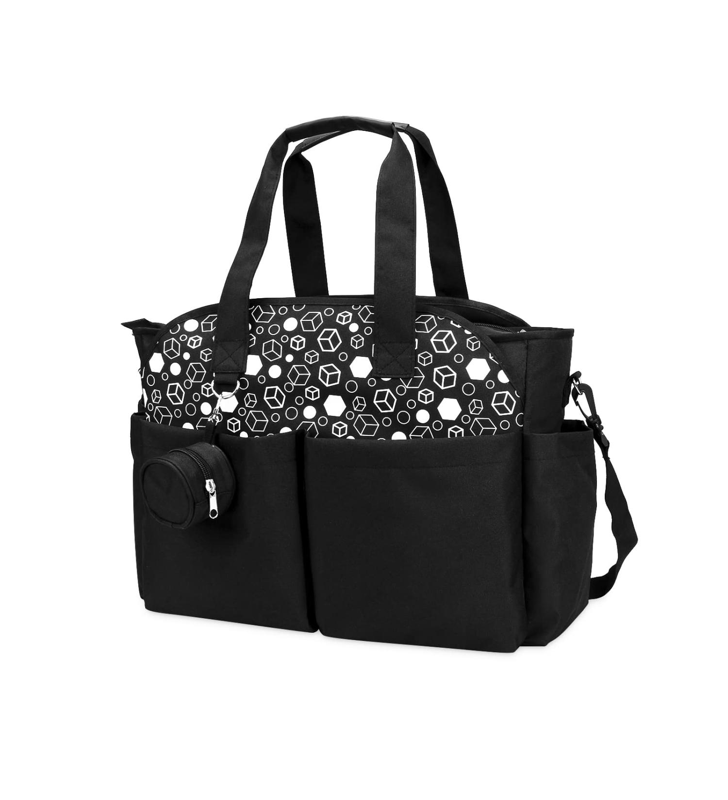 SONARIN Multi-Function Waterproof Baby Changing Tote Bag - Large Capacity Diaper Satchel with Pacifier Holder, Travel Messenger Bag for All Baby Accessories (Black) - Buy Online on SooperMarket.com