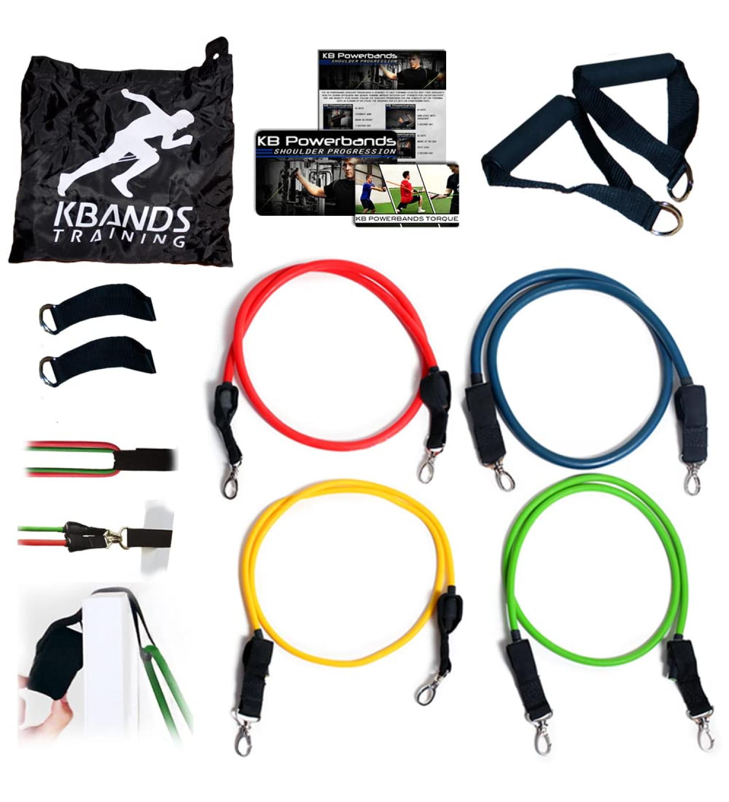 KB Powerbands Resistance Bands Set | Exercise Bands with Handles & Door Anchor for Strength Training & Physical Therapy - Includes Digital Training Downloads - Buy Online on SooperMarket.com