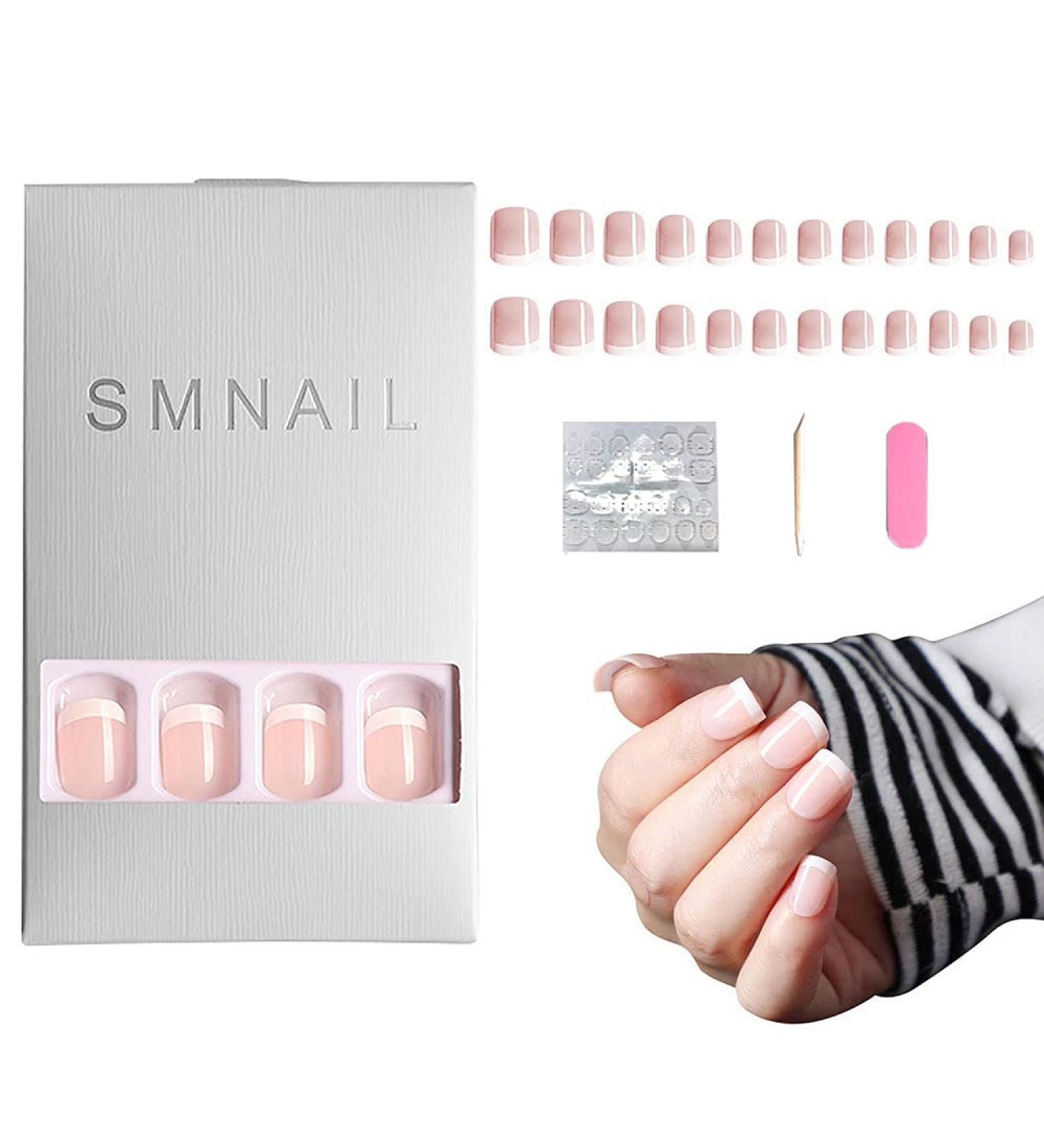24 PC French Artificial Fingernails Set - Short False Nails for Nail Art Studio & DIY Embellishments - Buy Online on SooperMarket.com