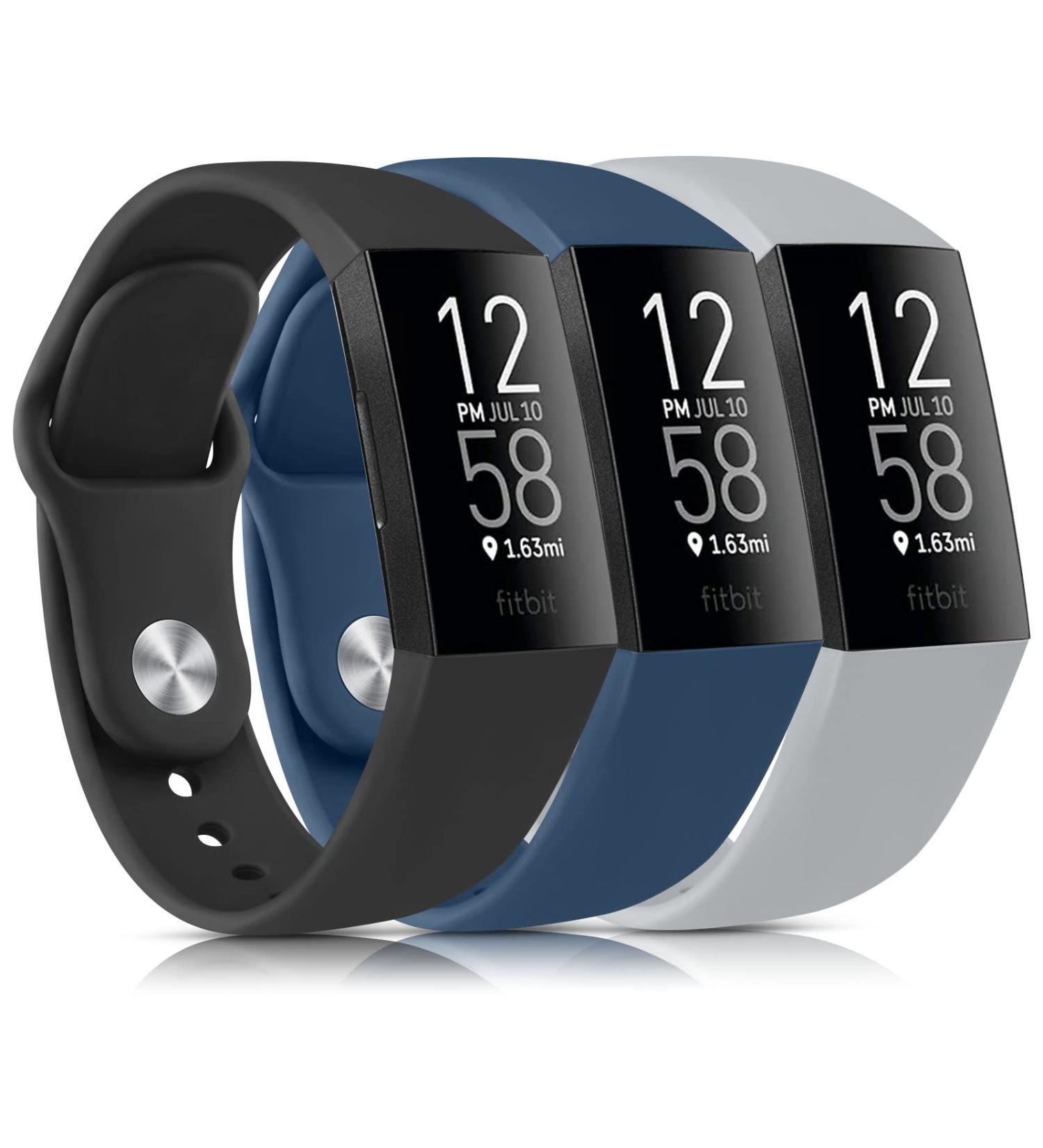 3 Pack Silicone Bands for Fitbit Charge 4 Bands for Women Men  Soft Breathable Sport Replacement Wristbands for Fitbit Charge 4/Charge 3/Charge 3 SE (Black/Navy Blue/Grey  Small) Black/Navy Blue/Grey Small - Buy Online on SooperMarket.com
