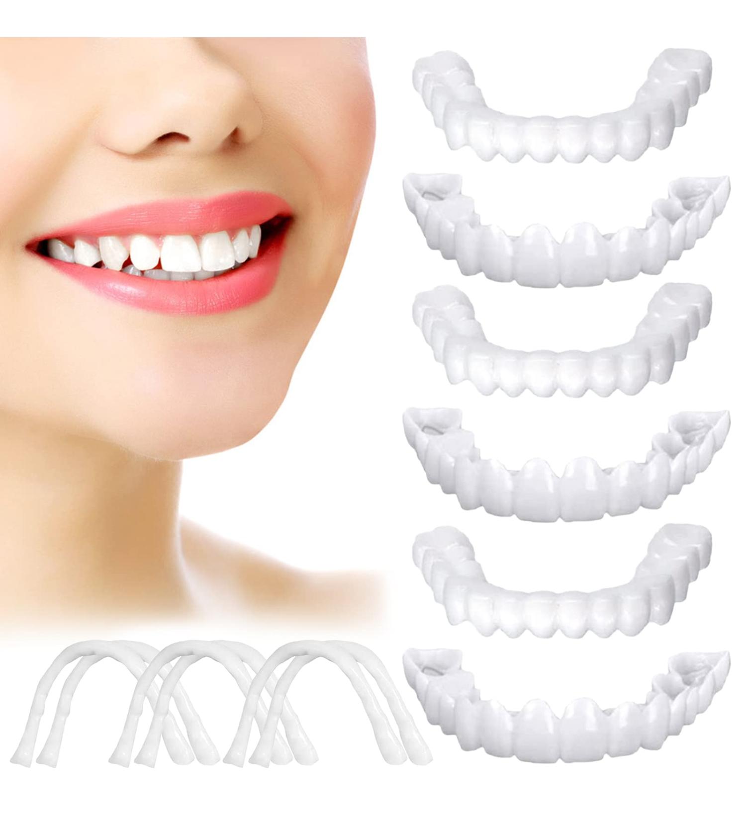 Natural Shade Fake Teeth Veneers Set for Upper and Lower Jaw 6pcs Cosmetic Dentures for Christmas and Daily Use - Buy Online on SooperMarket.com