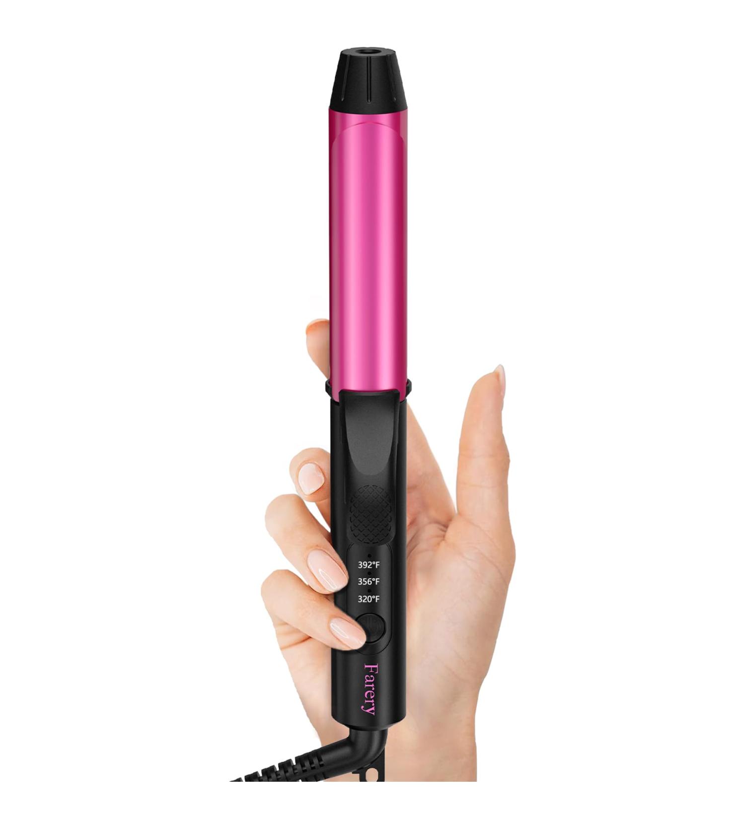 Dual Voltage Travel Ceramic Curling Iron - 1 Inch Mini Size Adjustable Temperature Keratin & Argan Oil - Perfect for Short Hair Includes Storage Bag Hot Pink - Buy Online on SooperMarket.com