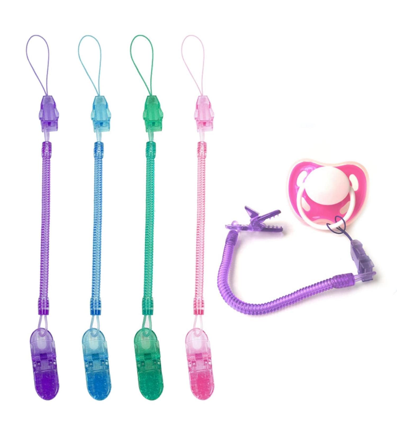 Zuroki Silicone Pacifier Chain - 4-Pack for Boys & Girls | Durable Soft & Flexible | Keeps Pacifier Clean & Safe - Buy Online on SooperMarket.com