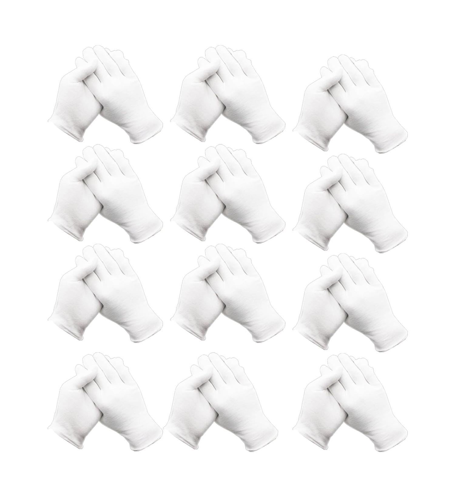Landrain 12 Pairs of Breathable White Cotton Gloves Soft Fabric Gloves White Cotton for Multi-Purpose - Buy Online on SooperMarket.com