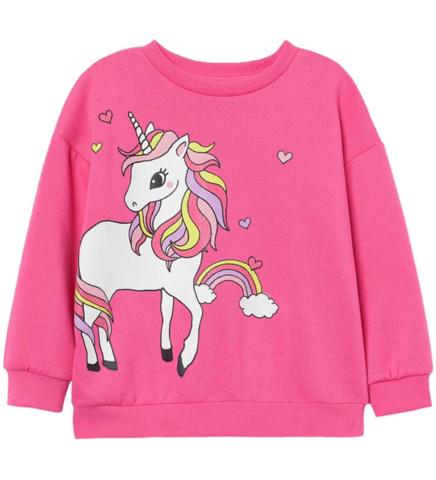 DHASIUE Baby Girls Unicorn Sweatshirt - Cute Long Sleeve Cotton Tee Shirt for Kids Toddler - 3-4 Years | Unicorn/Rose Red - Buy Online on SooperMarket.com