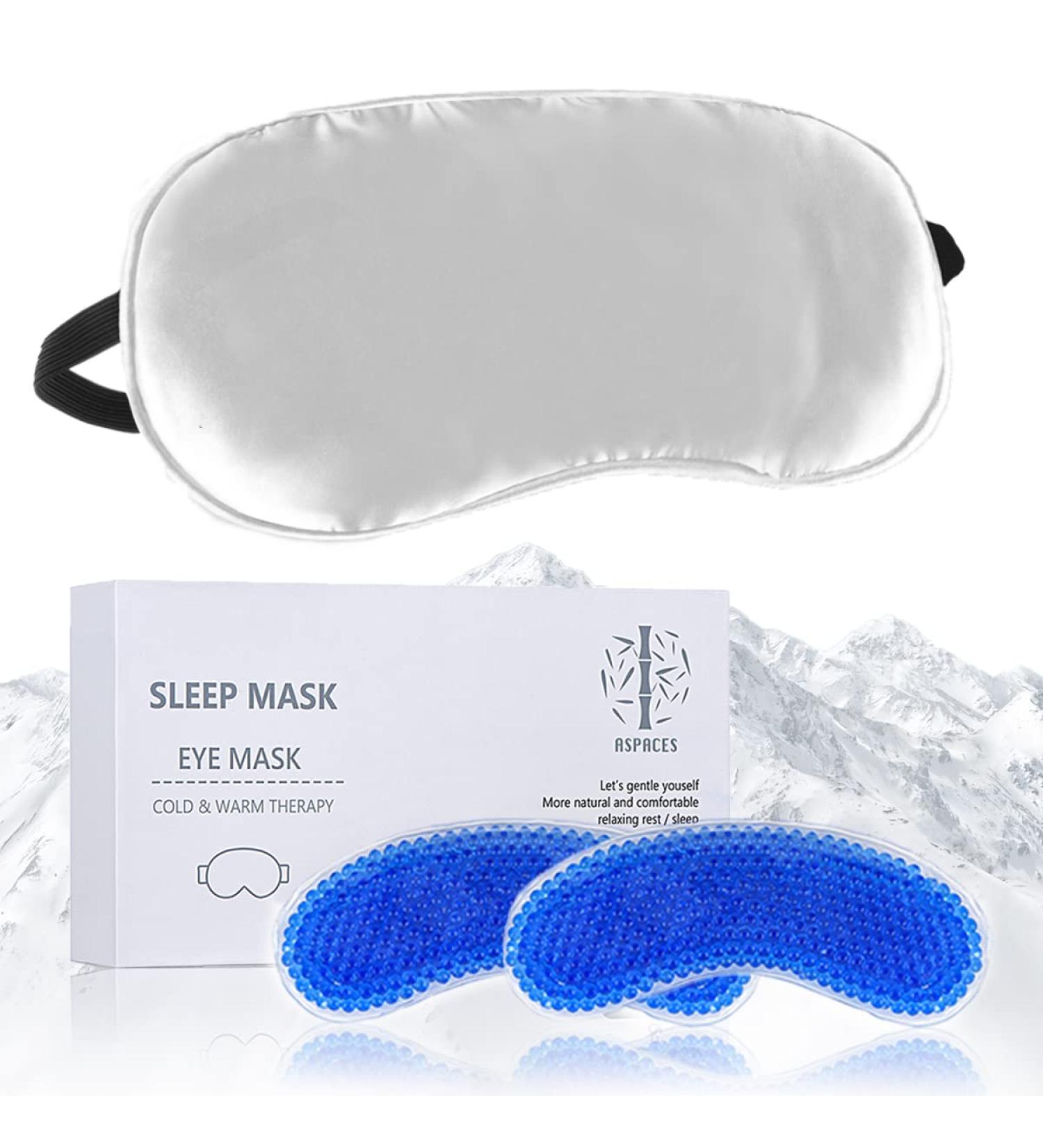 ASpaces Cooling Eye Mask with Reusable Gel Bead Packs - Pearl Gray - Buy Online on SooperMarket.com