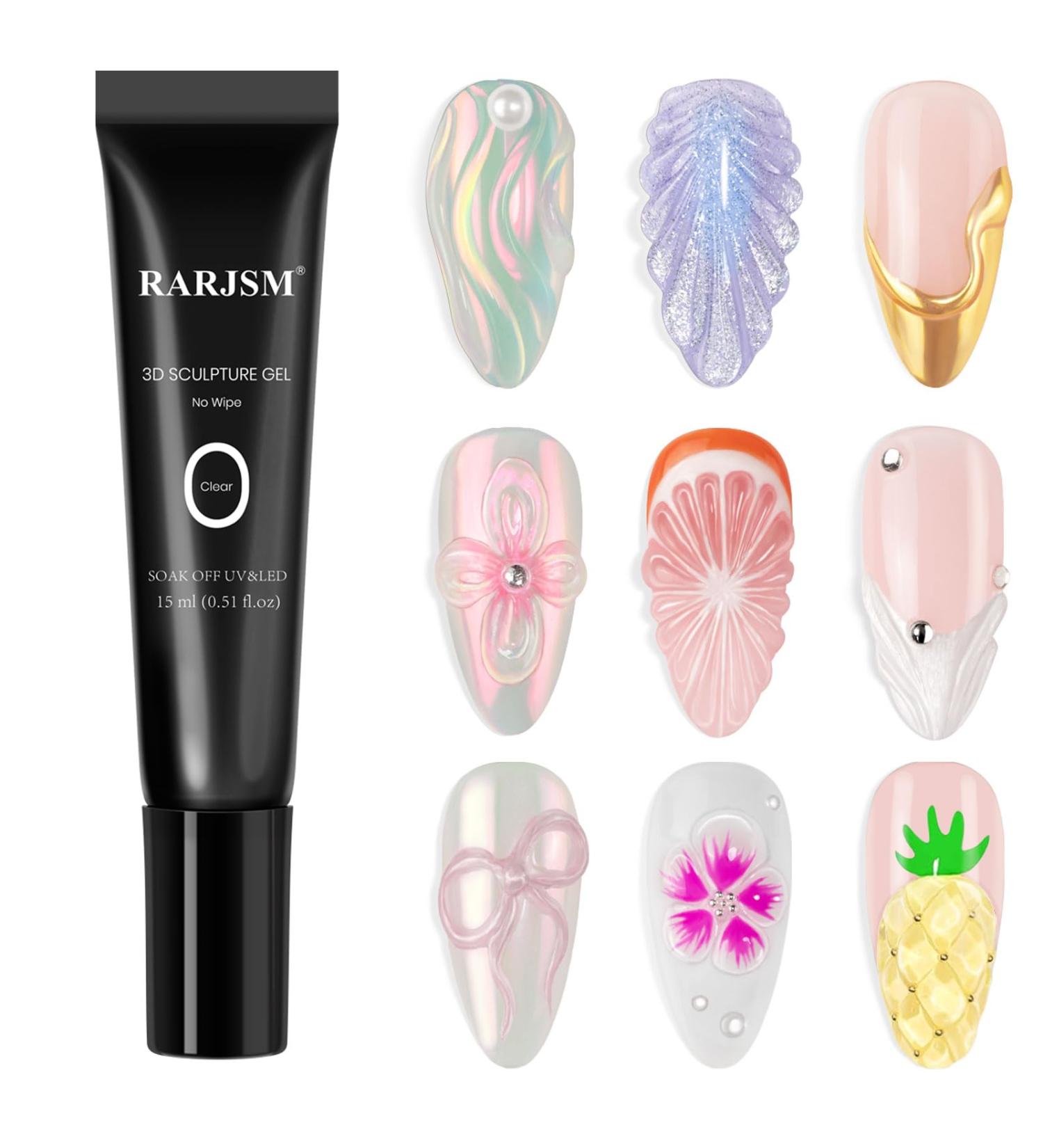 Buy RARJSM 3D Sculpting Gel - Premium Rhinestone Glue for DIY Nail Art Clear UV LED Curing Gel for Manicure Designs - Buy Online on SooperMarket.com