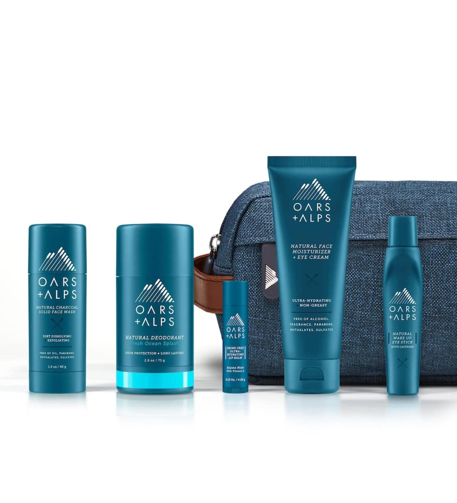 Oars + Alps Ultimate Oarsman Skin Care Kit for Men | Face Wash Eye Roller Deodorant Lip Balm & Moisturizer | TSA Friendly Travel Set - Buy Online on SooperMarket.com