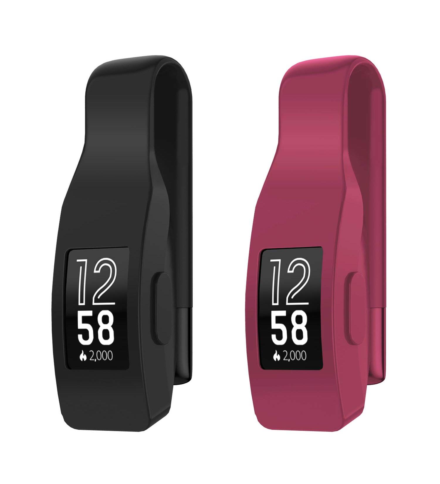EEweca 2-Pack Clip for Fitbit Inspire/Inspire HR - Black+Sangria | Holder Accessory - Buy Online on SooperMarket.com