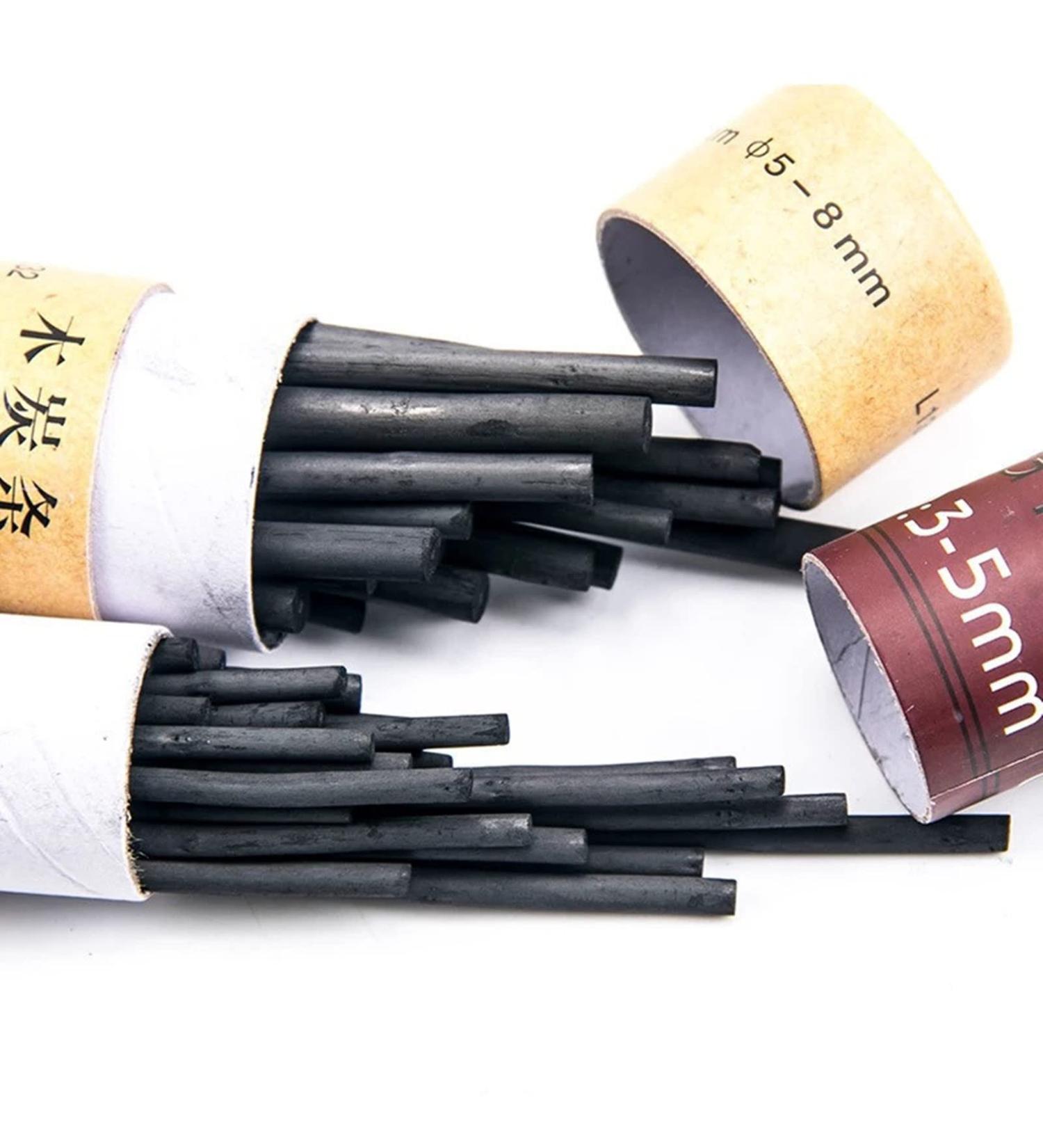 XHBTS Willow Charcoal Sticks for Drawing and Sketching - 50 Pcs Soft Black Charcoal for Fine Art - 2 Box Set of Willow Sketch Charcoal Pencils (3-5mm & 5-8mm) - Buy Online on SooperMarket.com